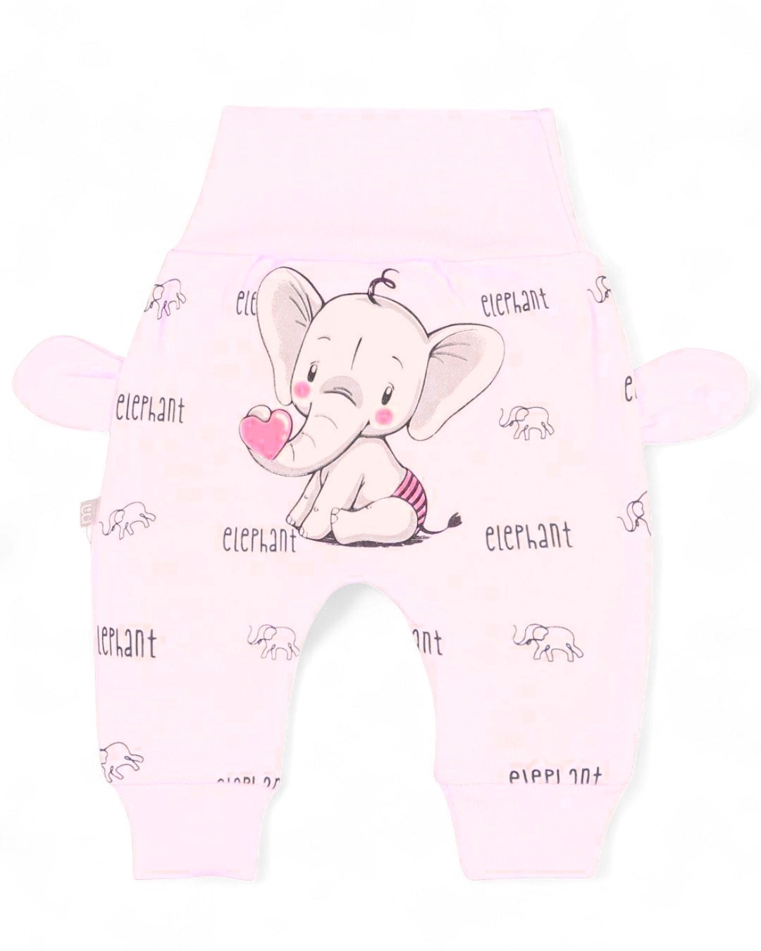 KIZ BEBEK YENİ DOĞAN FİL BASKILI MEVSİMLİK İNTERLOK 0-3-6-9-12 AY TEK ALT PİJAMA  TA24 - PEMBE