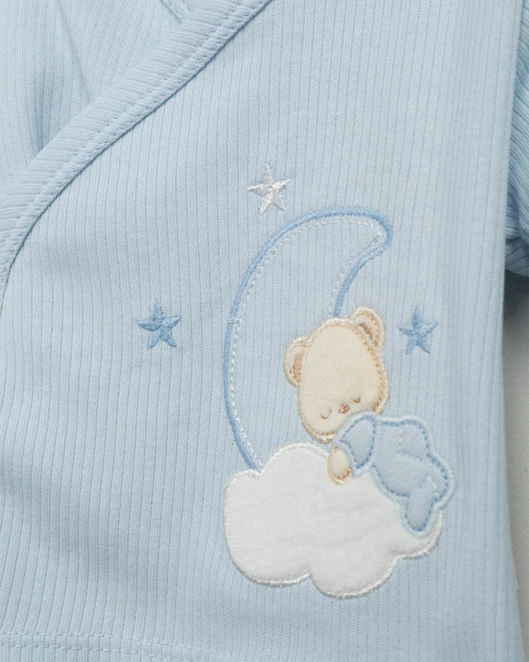 Erkek Bebek Mavi Hilal Nakışlı, 10 Parçalı Hastane Çıkışı Zıbın Seti HC51