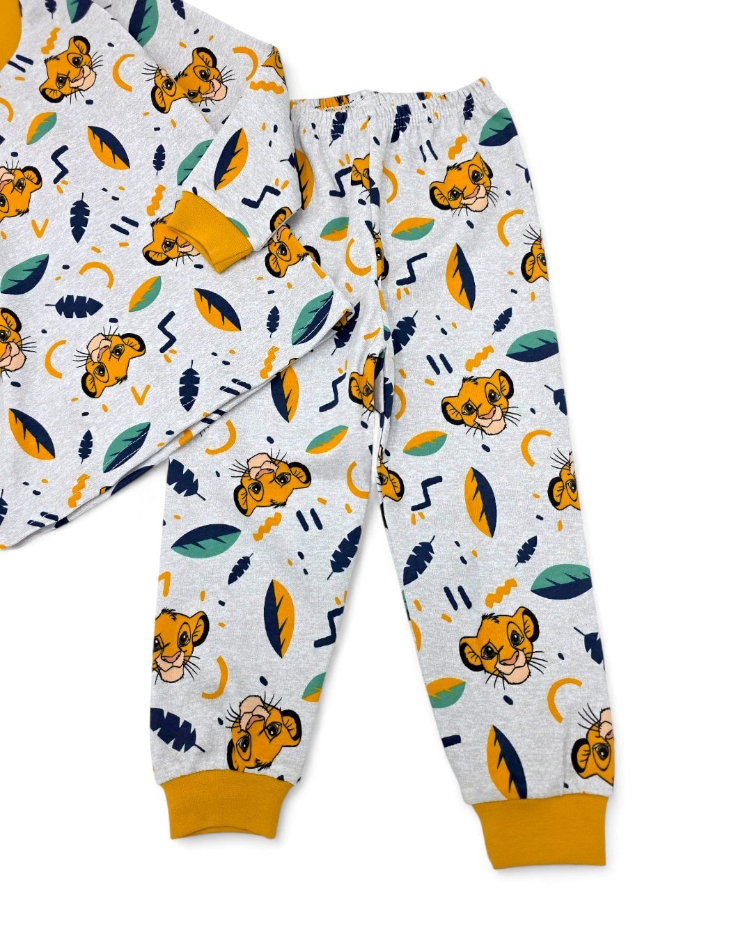 Erkek Bebek Aslan Kral Baskılı Mevsimlik %100 Pamuklu Bisiklet Yakalı Gecelik Pijama Takımı 0-6 Yaş R2253 