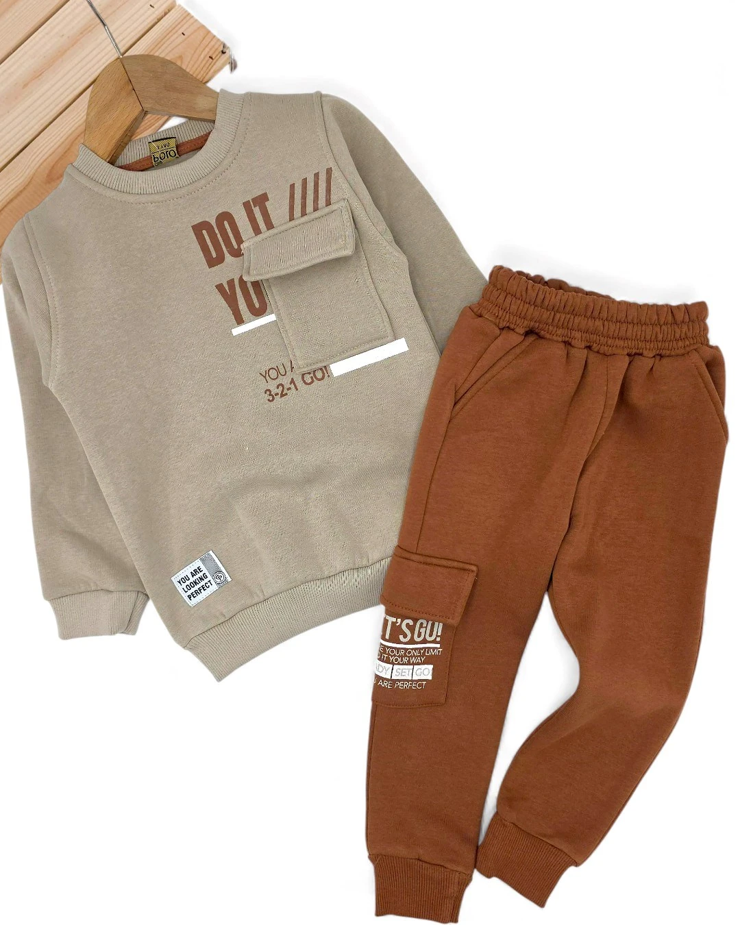 Erkek Çocuk Kışlık 3 İp Şardonlu 2-3-4-5-6-7-8-9-10 Yaş Eşofman Takımı, Kışlık Alt Üst Takım R2388