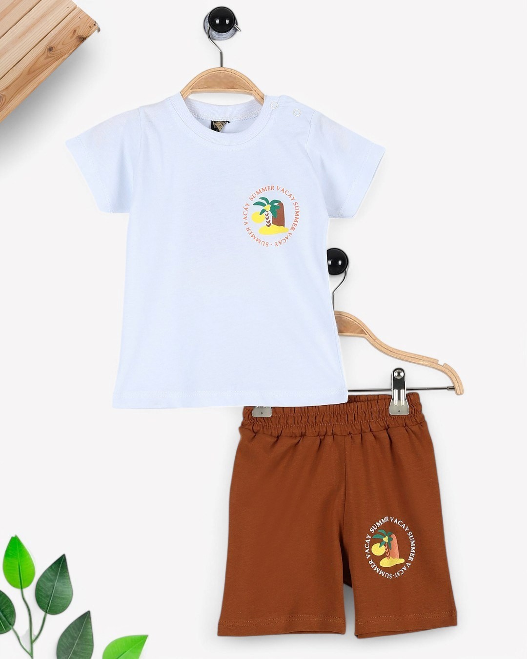 ERKEK BEBEK YAZLIK SIRTI BASKILI 6-9-12-18-24 AY BİSİKLET YAKALI ALT ÜST TAKIM R1754 - BEYAZ