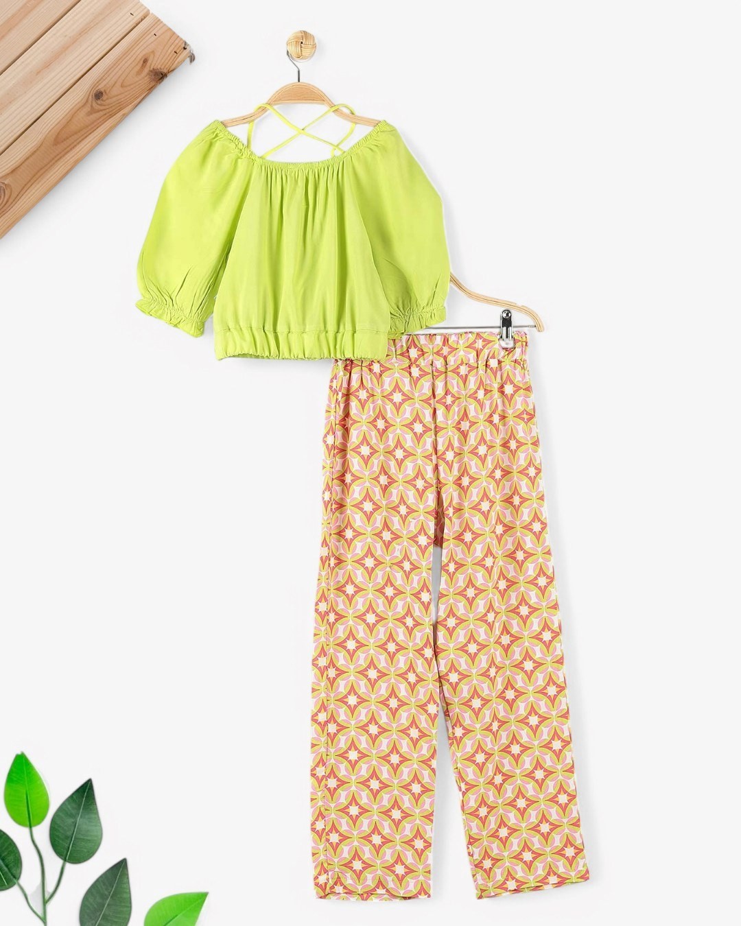 KIZ ÇOCUK YAZLIK ETNİK DESEN PANTALONLU 6-7-8-9-10 YAŞ BOL PAÇALI ŞIK TAKIM R1717