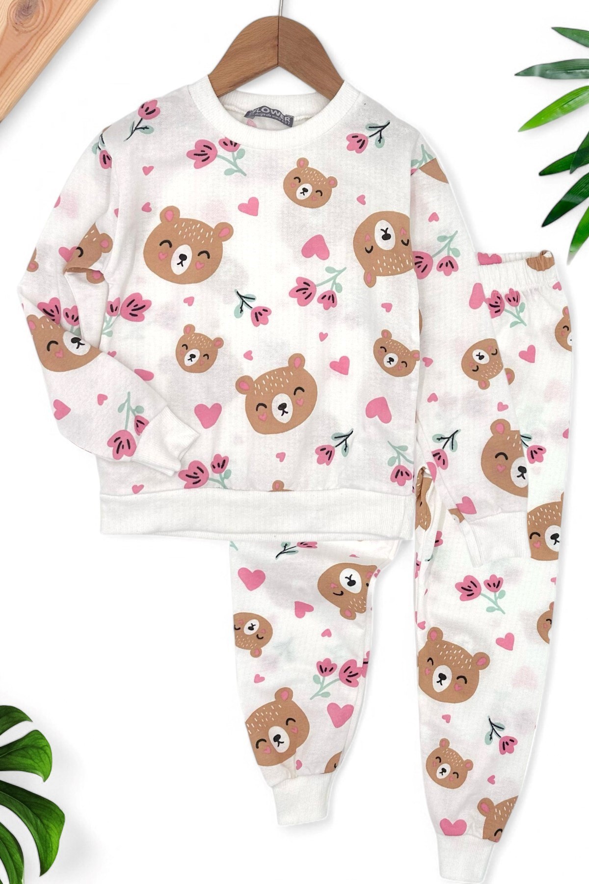 Kız Çocuk 4-5-6-7-8-9-10 Yaş Mevsimlik İnce Baskılı Pijama Gecelik Takımı R1577