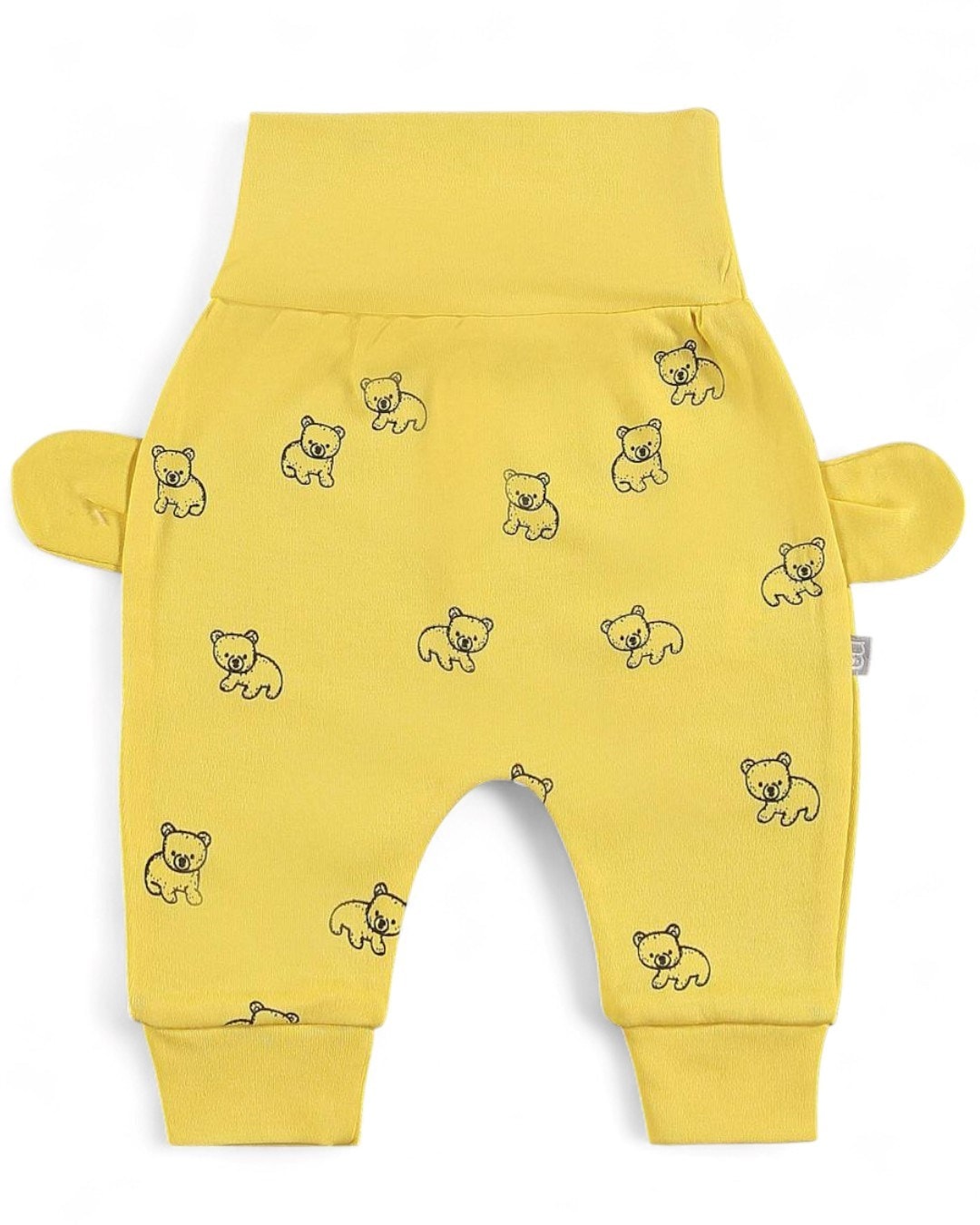 ERKEK BEBEK YENİ DOĞAN AYICIK BASKILI MEVSİMLİK İNTERLOK 0-3-6-9-12 AY TEK ALT PİJAMA  TA21 - SARI