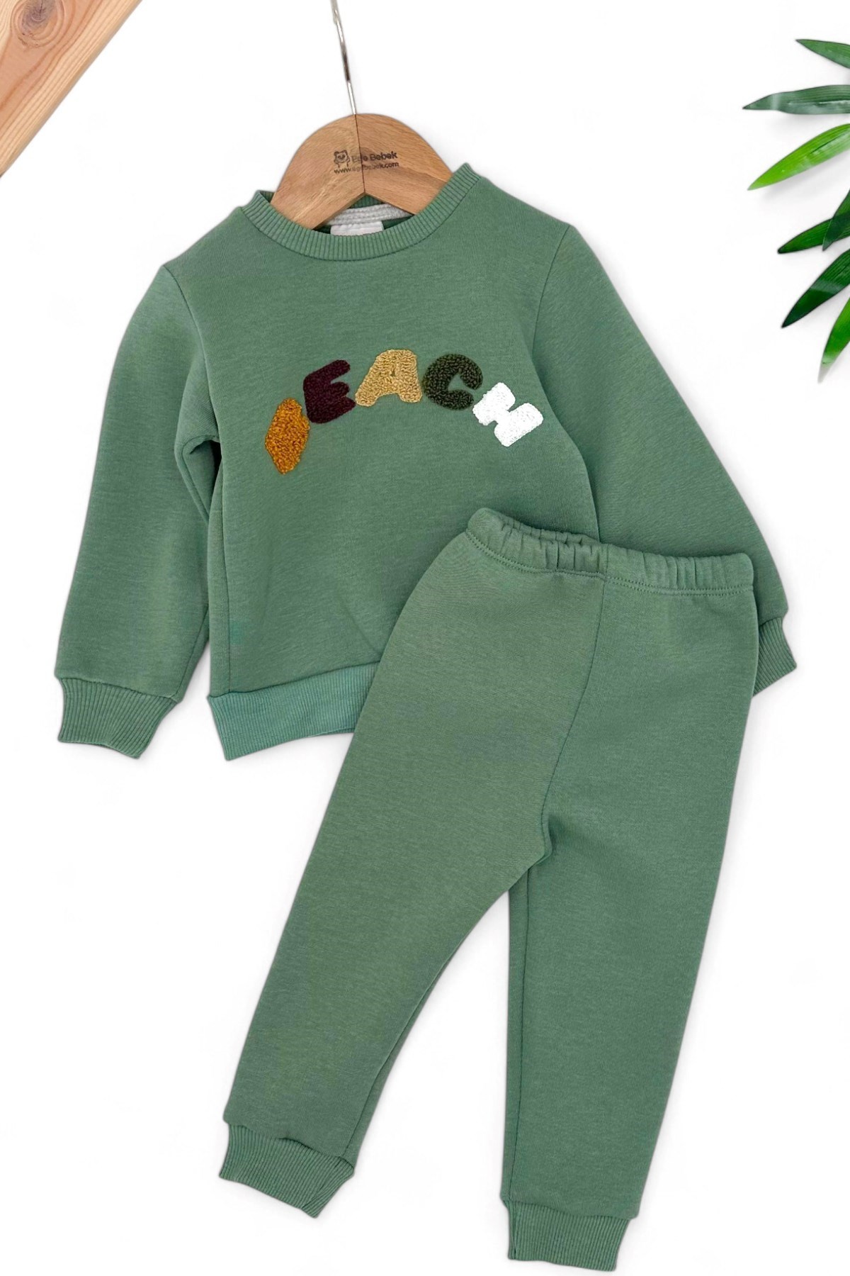 ERKEK BEBEK BEACH NAKIŞLI KIŞLIK 3 İP ŞARDONLU ALT ÜST EŞOFMAN TAKIMI R1465 - HAKİ