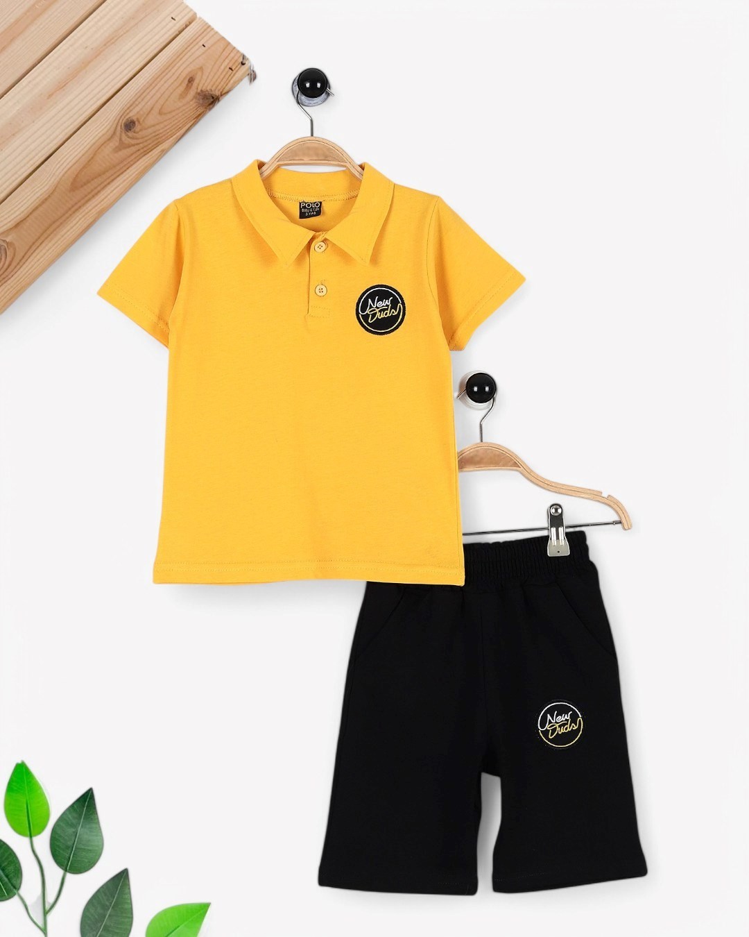 ERKEK BEBEK POLO YAKALI 6-9-12-18-2 AY SÜPREM YAZLIK BEBEK TAKIMI  R1751 - SARI
