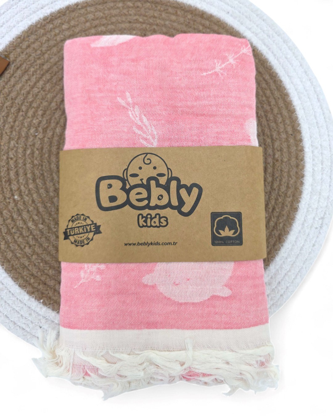 Tek Katlı 110x90 Cm Saçaklı Lüx Müslin Battaniye BB4 - PEMBE