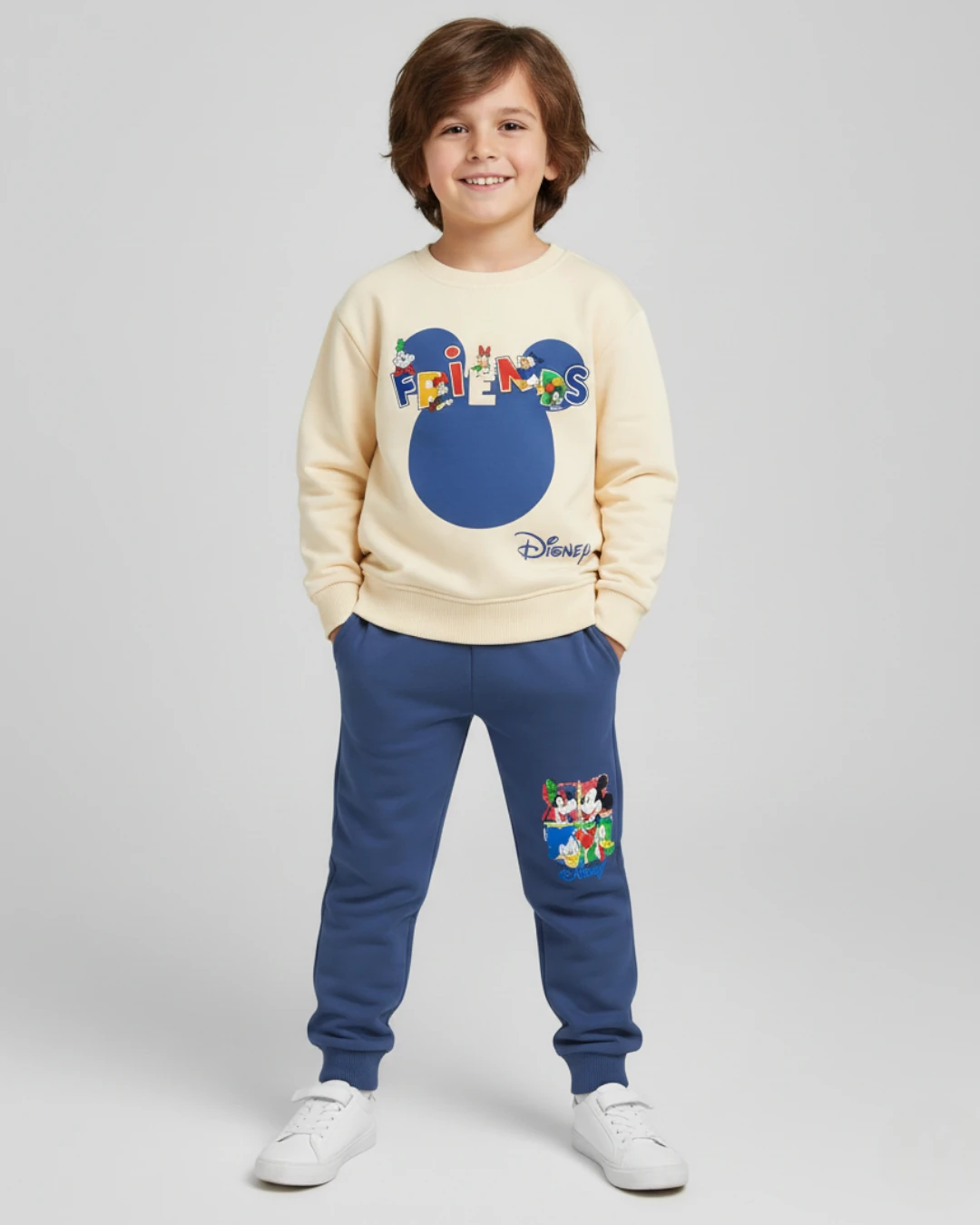 Erkek Çocuk Mevsimlik, Mickey Baskılı, Sırtı Baskılı,  4-11 Yaş Erkek Çocuk Eşofman Takımı R2261 - SAKS