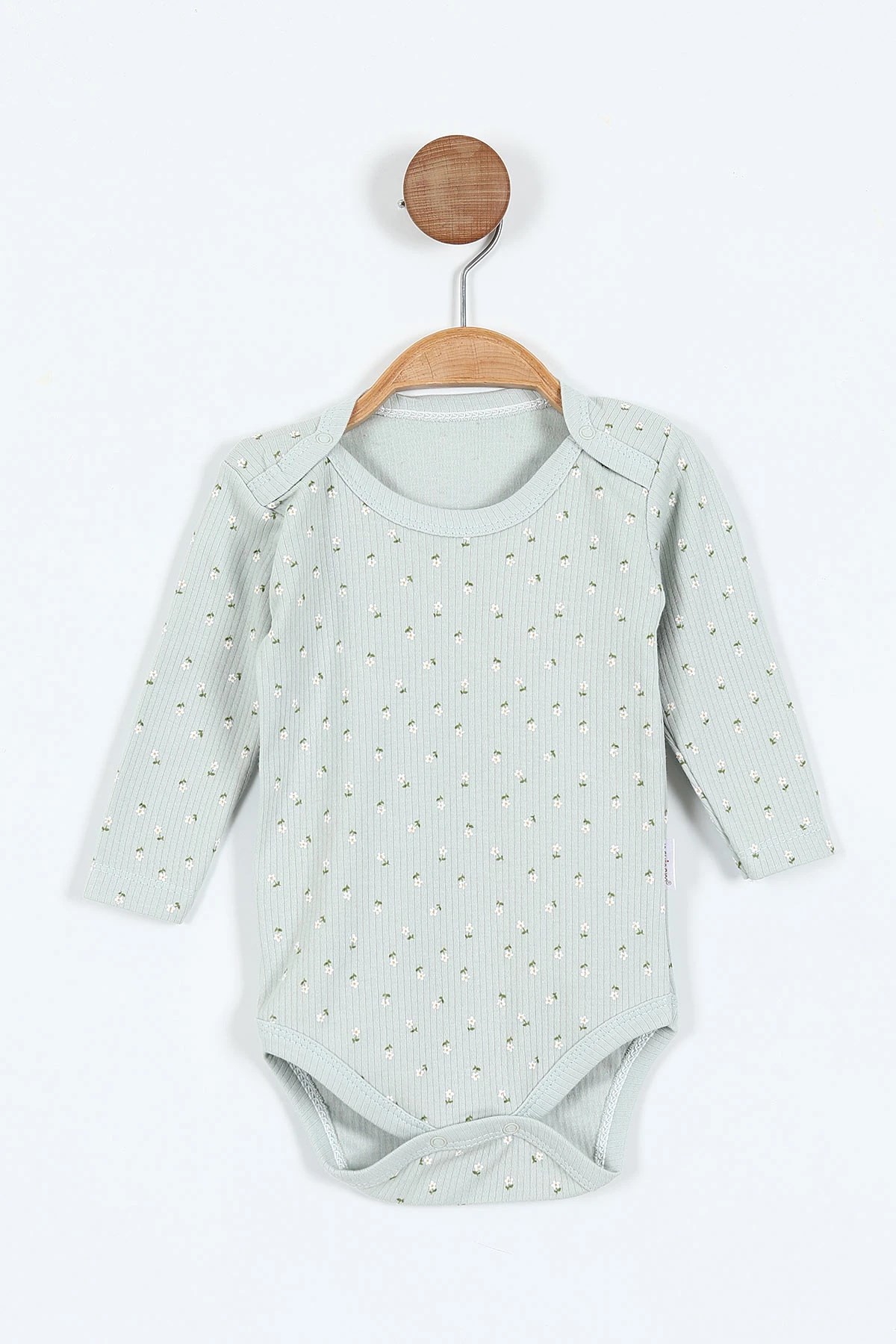 KIZ UZUN KOLLU ÇİÇEK BASKIL FİTİLLİ I BEBEK ÇITÇITLI BODY, ZIBIN, ATLET 0-3 YAŞ R1439 - SU YEŞİLİ