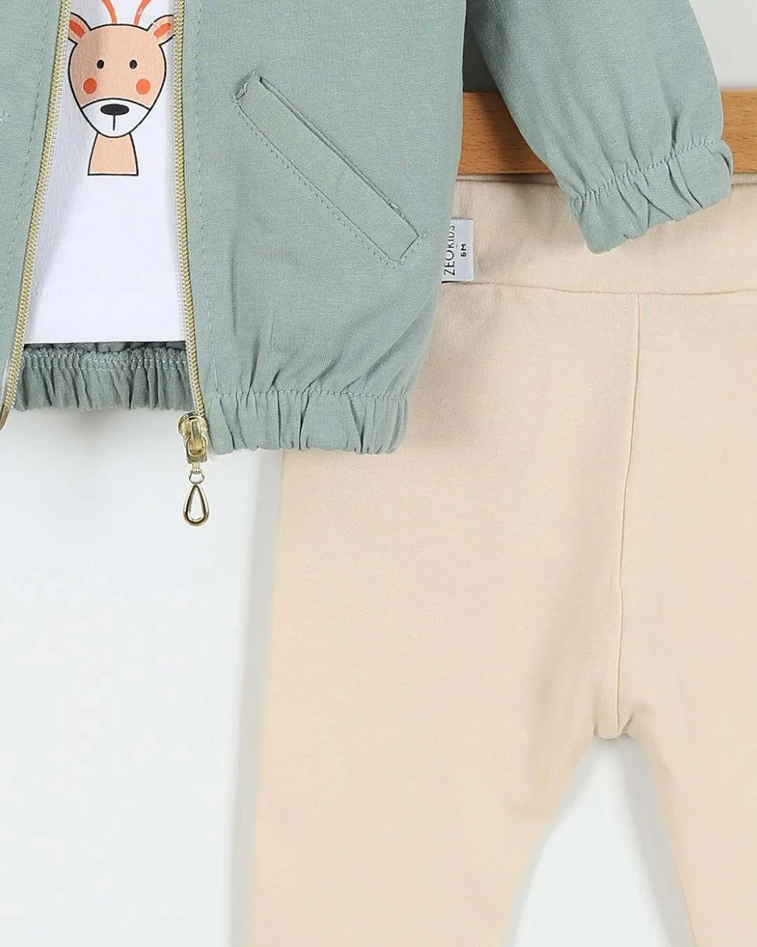 Erkek Bebek Mevsimlik 3-6-9-12-18 Aylık Hırkalı 3 Parça Alt Üst Takım R2229