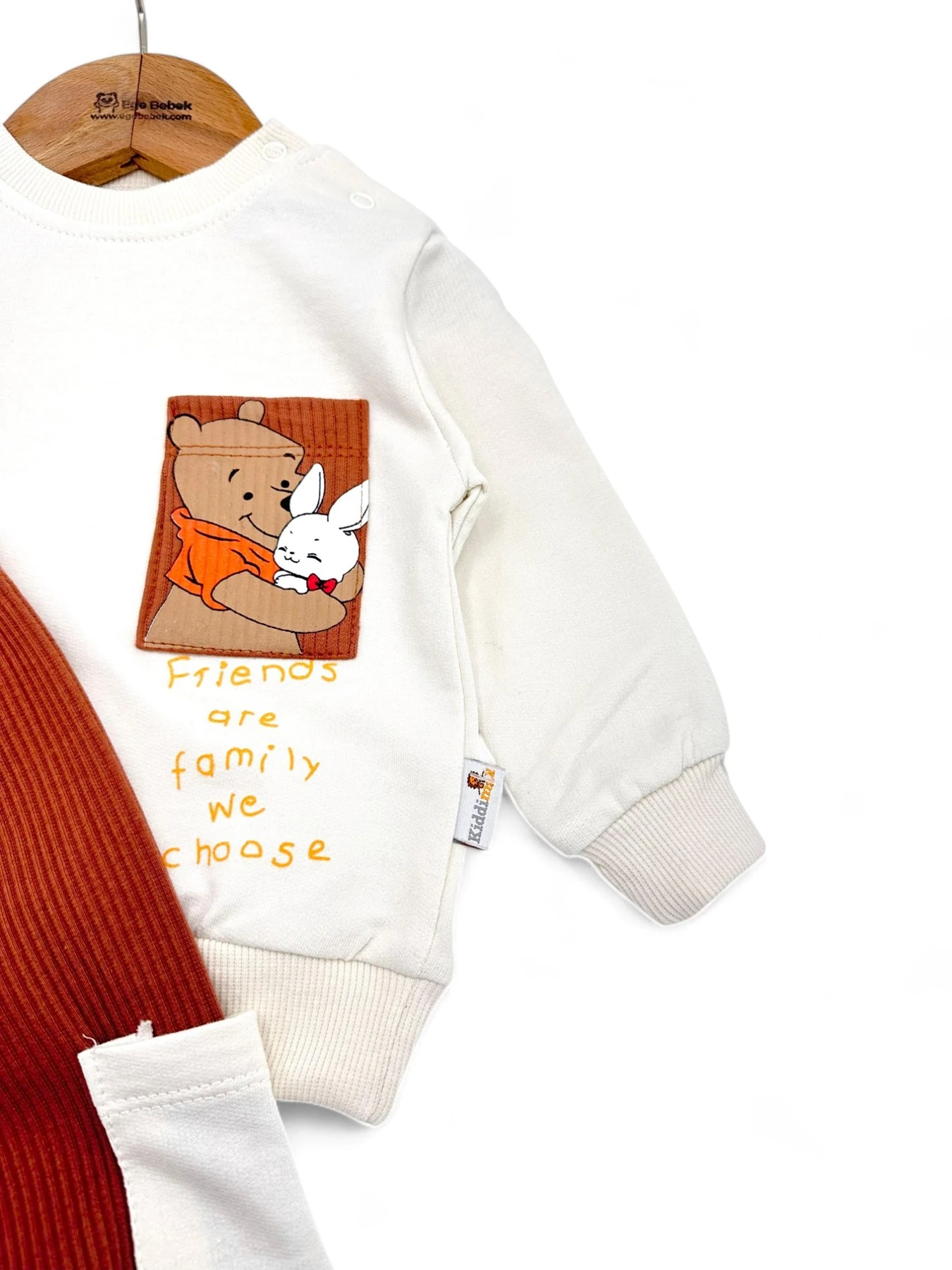 Erkek Bebek Pooh Baskılı Fitilli Altlı Mevsimlik Uzun Kollu 6-9-12-18-24 Ay Bebek Takımı R1485