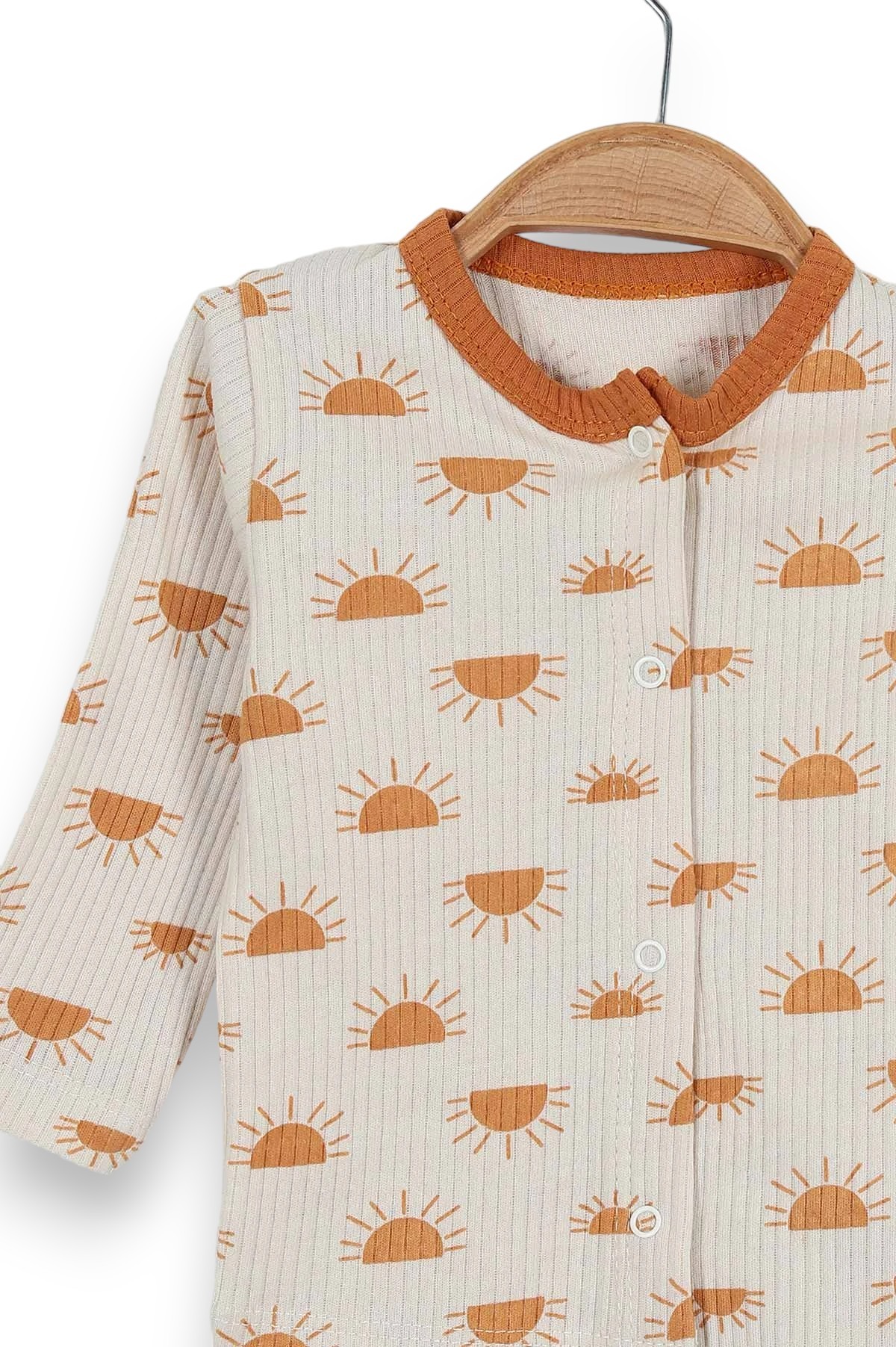 Unisex Fitilli Mevsimlik Çıtçıtlı Bebek Gecelik Alt Üst Takım %100 Pamuk 3-12 Ay R837