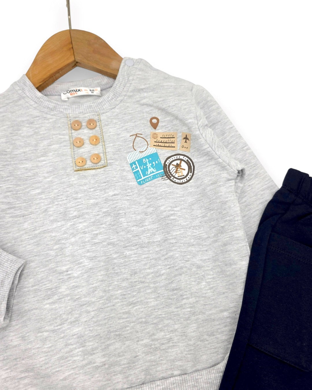 Erkek Bebek 6-9-12-18-24 Ay Mevsimlik Cep Detaylı Mevsimlik Alt Üst Takım R2320