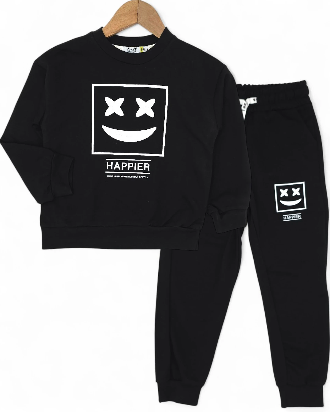 Erkek Çocuk HAPPIER Baskılı, İnce Mevsimlik 5-6-7-8-9-10 Yaş Viskon 2 İplik Eşofman Takımı R2196