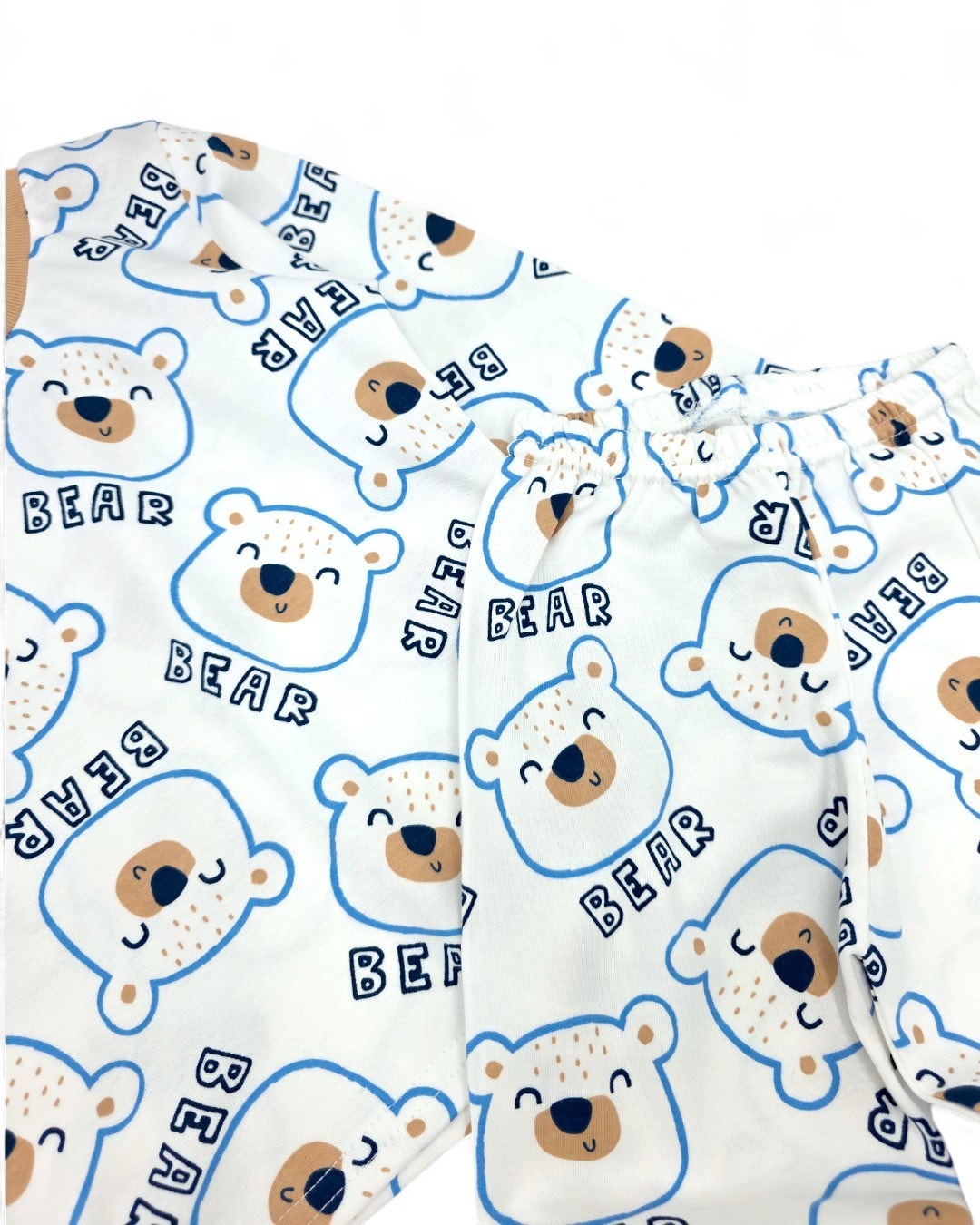 Erkek Bebek Mevsimlik Ayıcık Baskılı 3-24 Ay Gecelik Pijama Takımı ,%100 Pamuk R2180