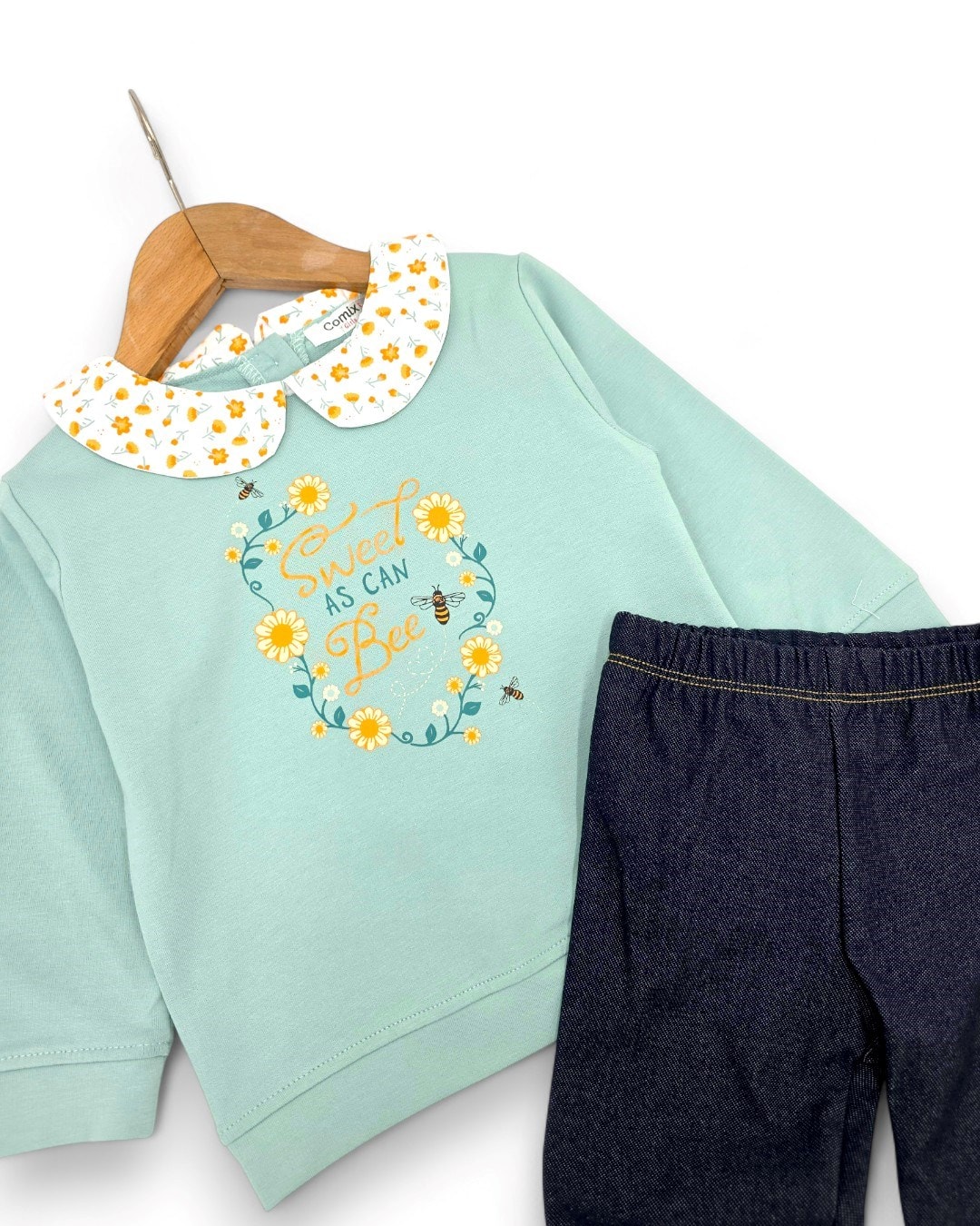 Kız Bebek 6-9-12-18-24 Aylık Bebe Yakalı, Pantalonlu Şık Bebek Takımı R2323