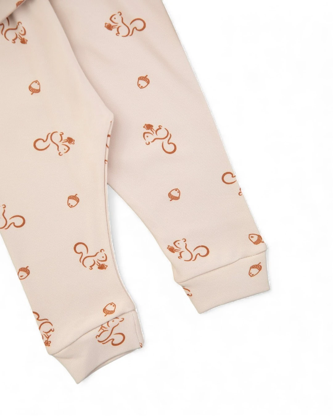 Erkek Bebek Sincap Baskılı Kruvaze Yakalı %100 Pamuklu Lüx Gecelik Alt Üst 2'li Takım R2379