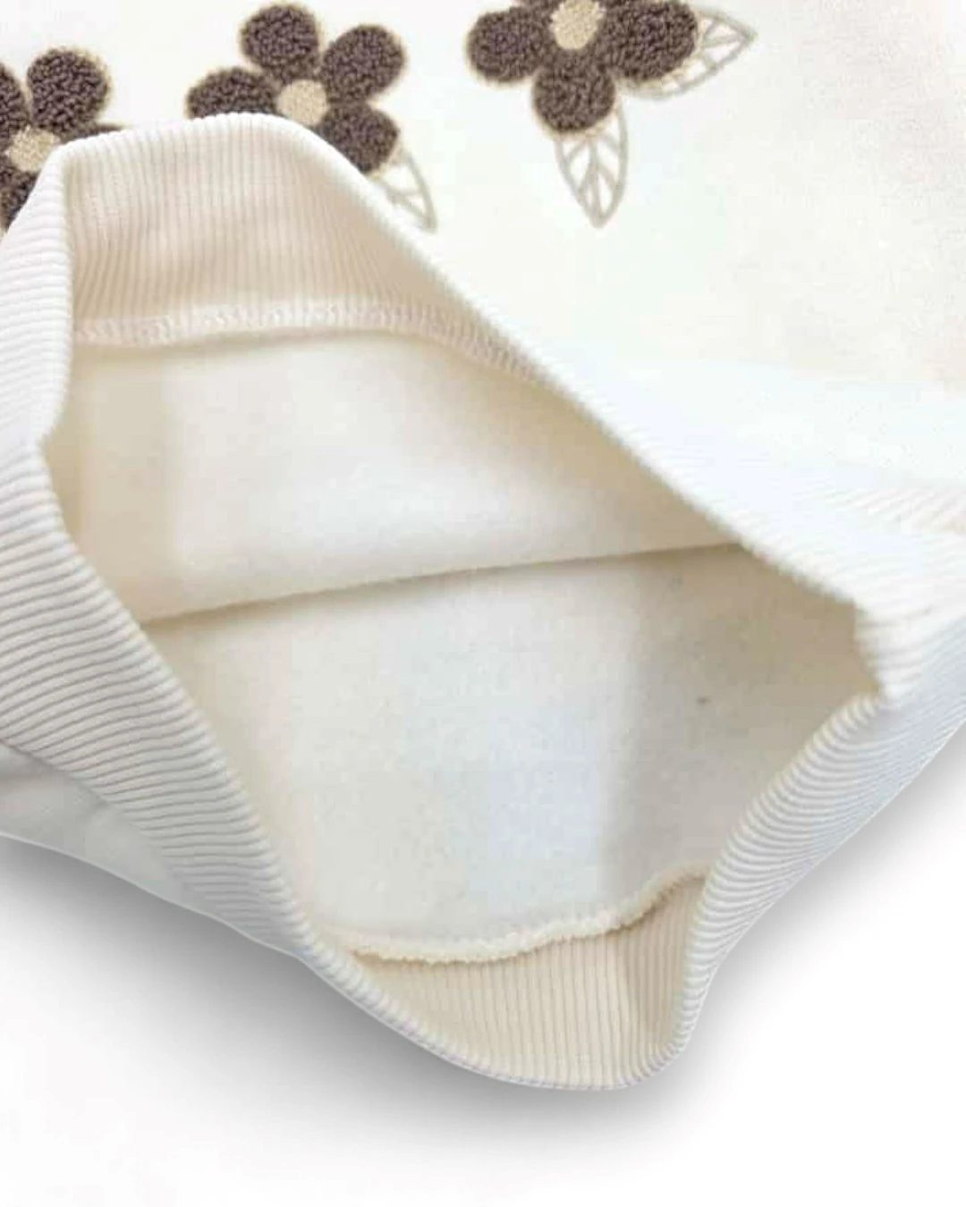 Kız Bebek Papatya Nakışlı, Fırfırlı, 3 İp Şardonlu Kışlık 6-9-12-18-24 Ay Şık Eşofman Takımı R2352