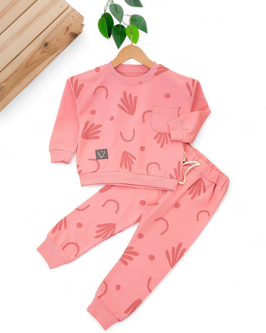 2-3-4-5-6 YAŞ KIZ VE ERE-ERKEK ÇOCUK MEVSİMLİK 2 İPLİK ARMALI EŞOFMAN TAKIMI R2064 - PEMBE