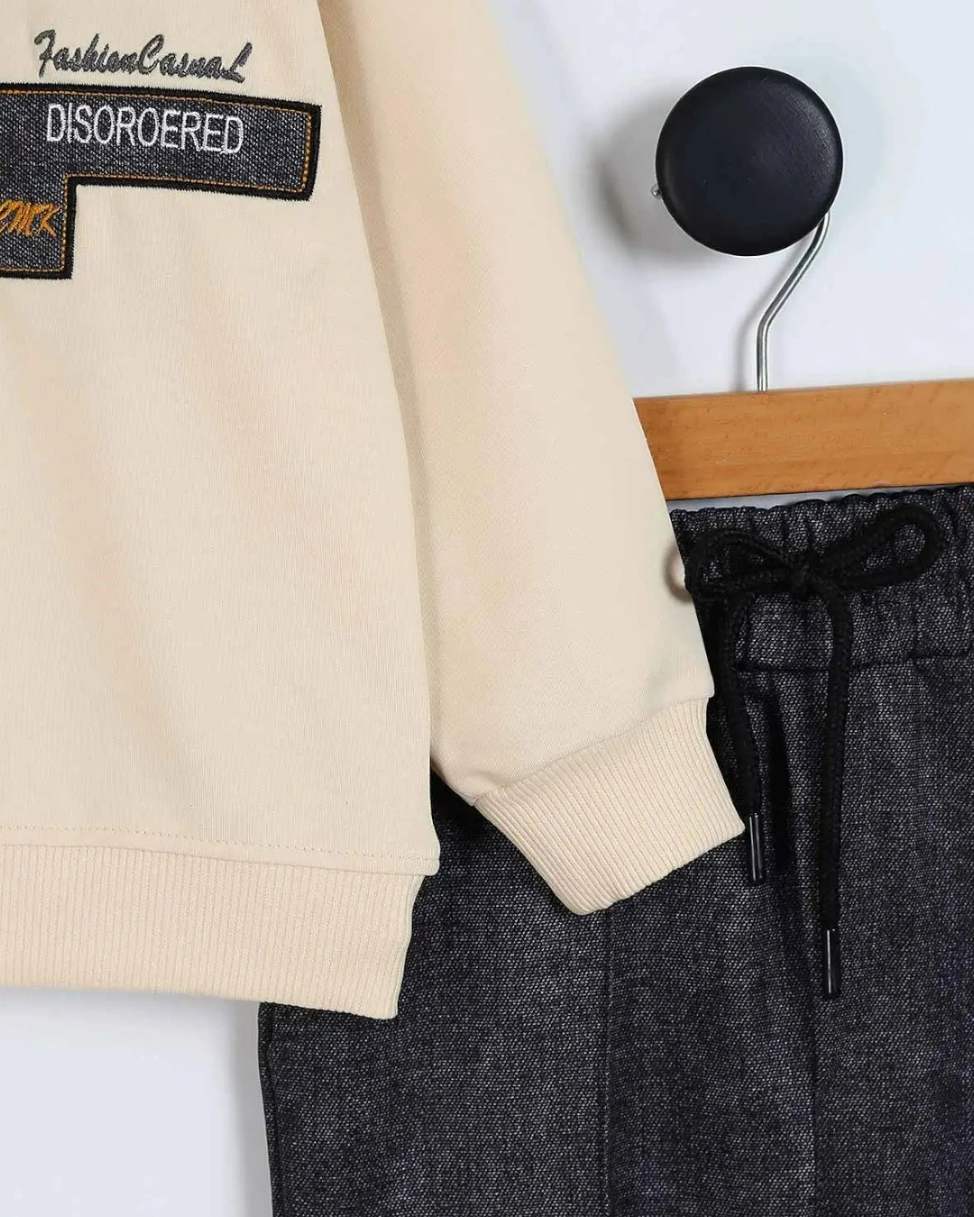 Erkek Çocuk Mevsimlik Gömlek Yakalı Sweatshirt ve Pantalonlu Alt Üst Şık Takım 4-11 Yaş R2262