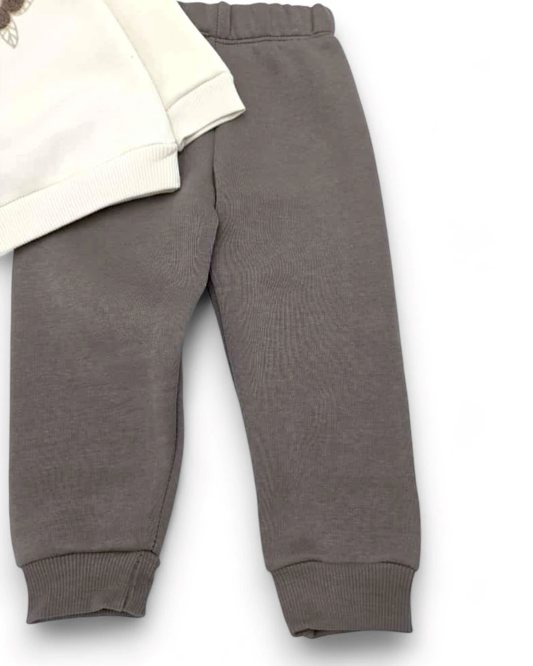 Kız Bebek Papatya Nakışlı, Fırfırlı, 3 İp Şardonlu Kışlık 6-9-12-18-24 Ay Şık Eşofman Takımı R2352