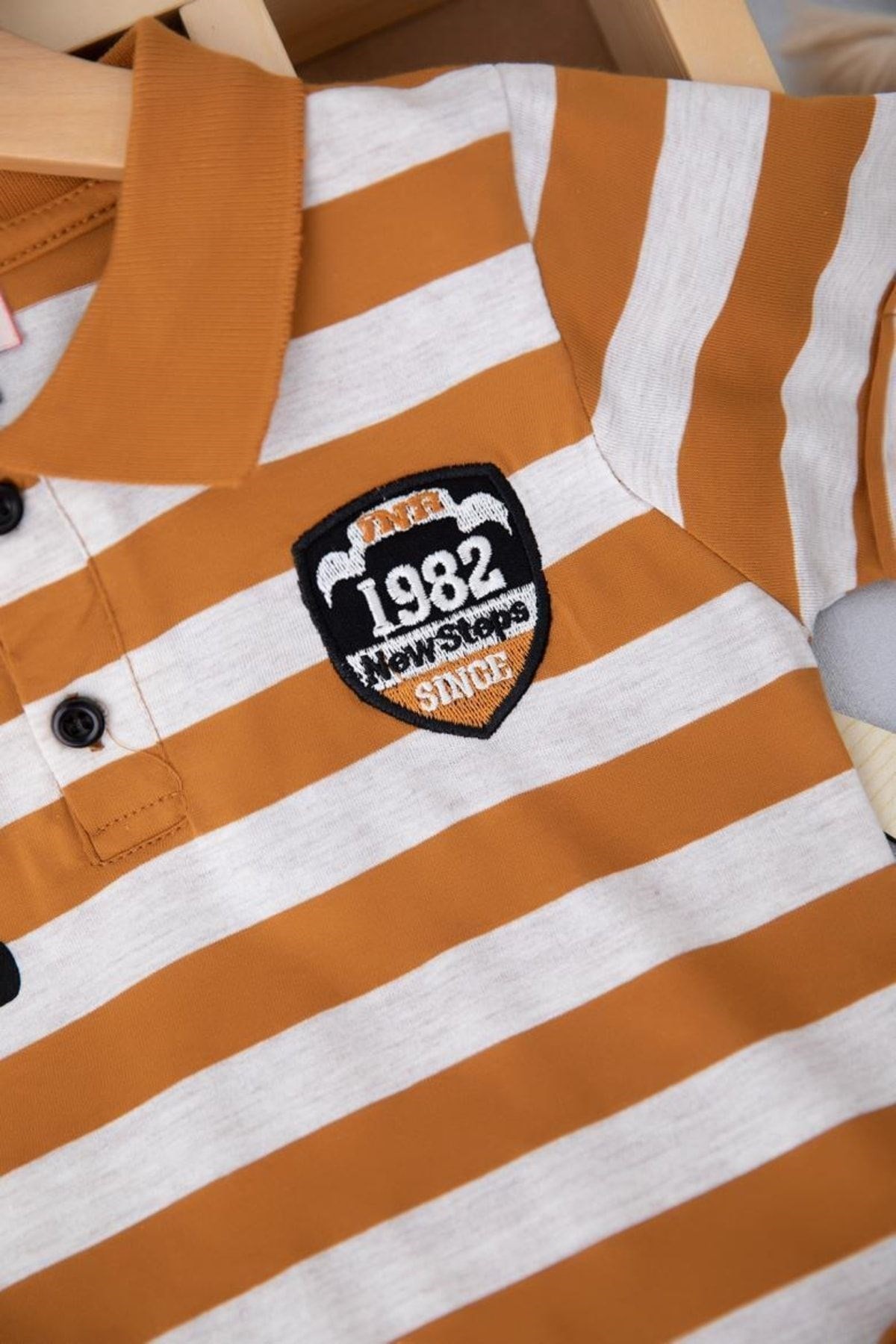 Erkek Çocuk Günlük Çizgili Polo Yakalı Şık T-shirt Ve Şort Alt Üst Takımı R499