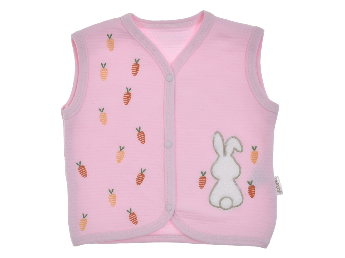 YENİ DOĞAN BEBEK 0-3-6-9-12 AY TAVŞAN VE HAVUÇ DETAYLI YELEK R1894 - PEMBE