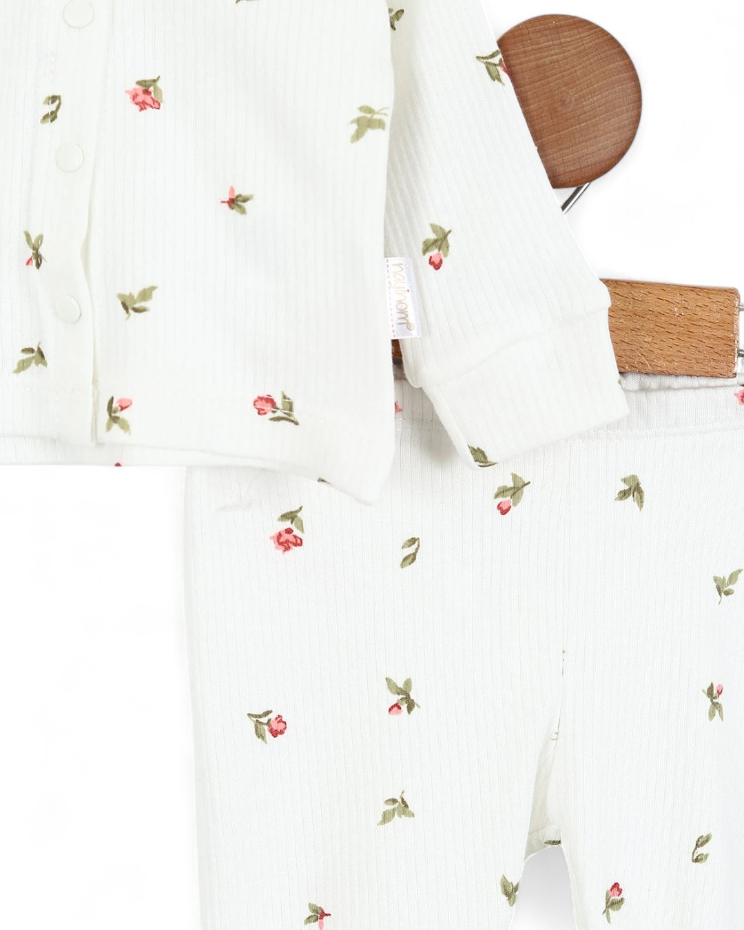 Kız Bebek Lale Baskılı İnce Fitilli Gecelik Pijama Takımı Çıtçıtlı  Alt Üst Takım  R1474