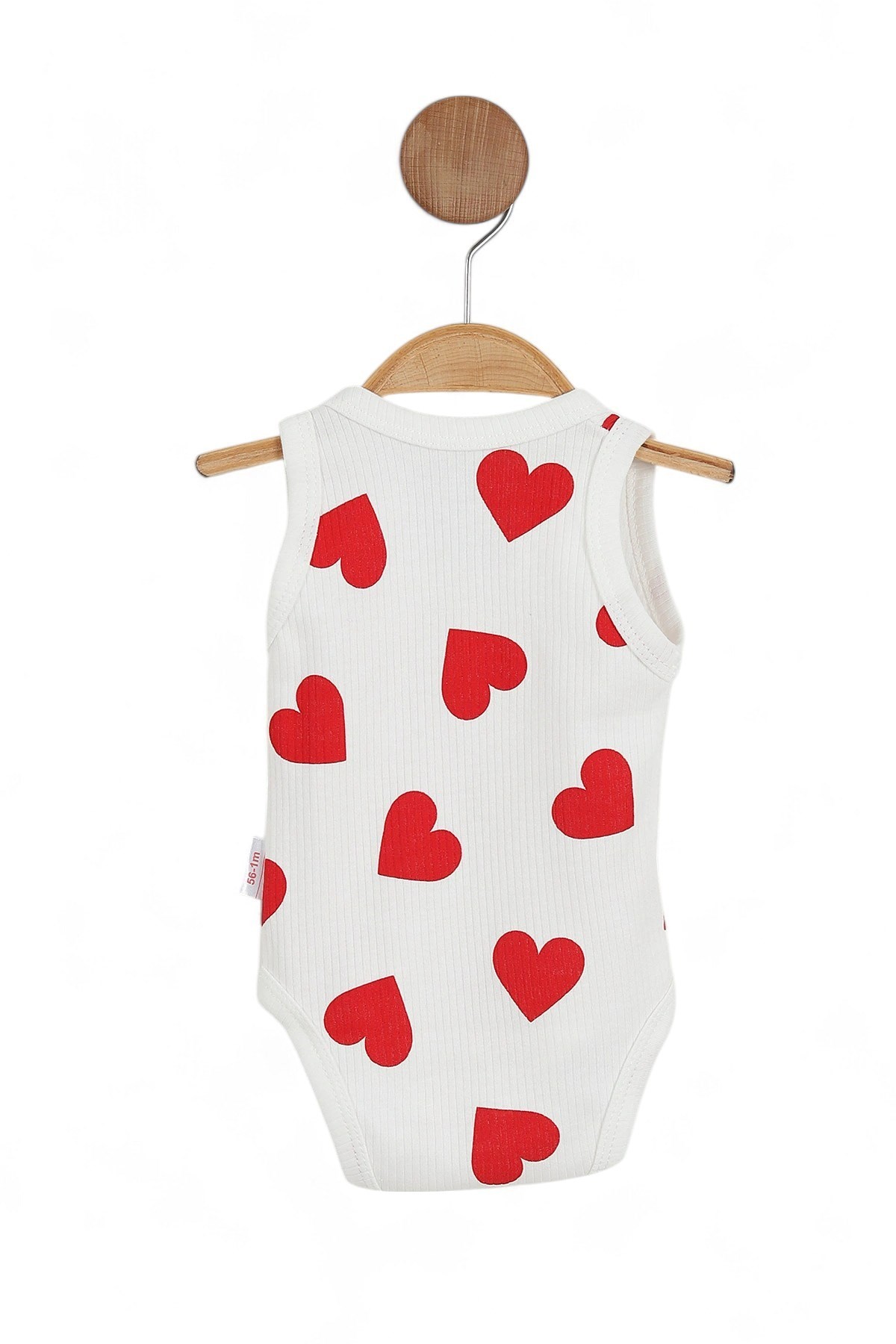 KIZ BEBEK KALP BASKILI FİTİLLİ SIFIR KOL ÇITÇITLI BODY / ATLET / ZIBIN 0-3 YAŞ R1530