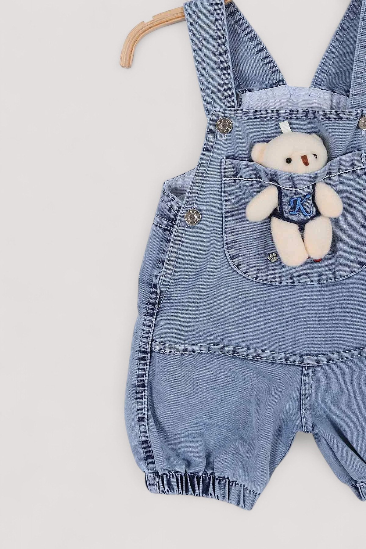 ERKEK ÇOCUK YAZLIK AYICIK AKSESUARLI KOT SALOPET VE İÇ İÇ T-SHIRTLÜ TAKIM R1851