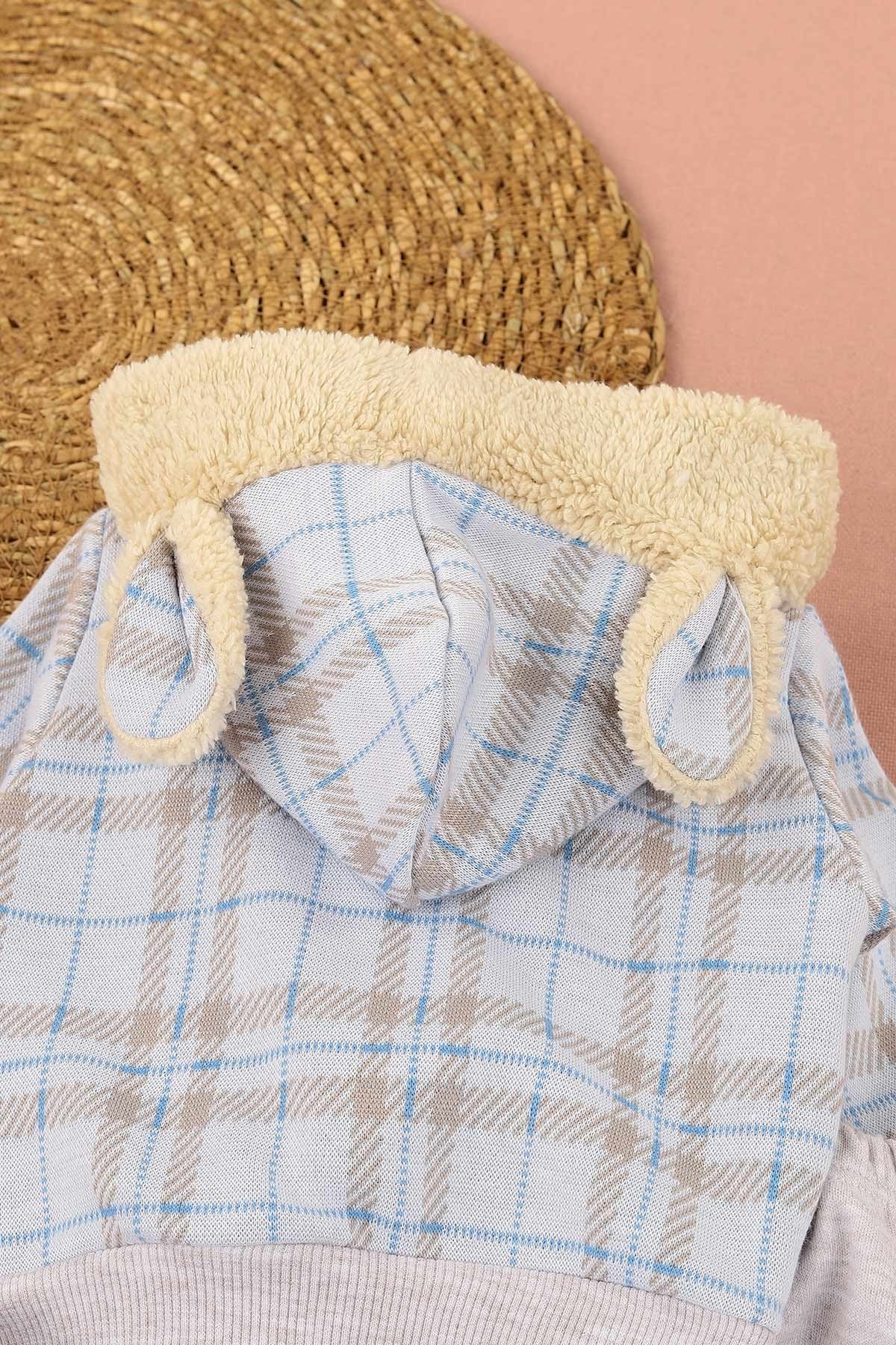 Erkek Bebek Papyonlu Ayıcık Detaylı Tavşan Kulaklı 3 Parça Özel Gün Takımı /Doğum Günü/ Bayramlık R375