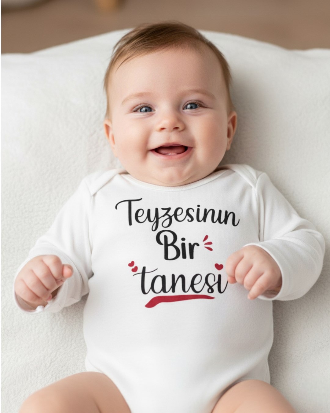".... Bir Tanesi" Baskılı Uzun Kollu, %100 Pamuklu Bebek Çıtçıtlı Body / Zıbın / Atlet R2271 - TEYZEM