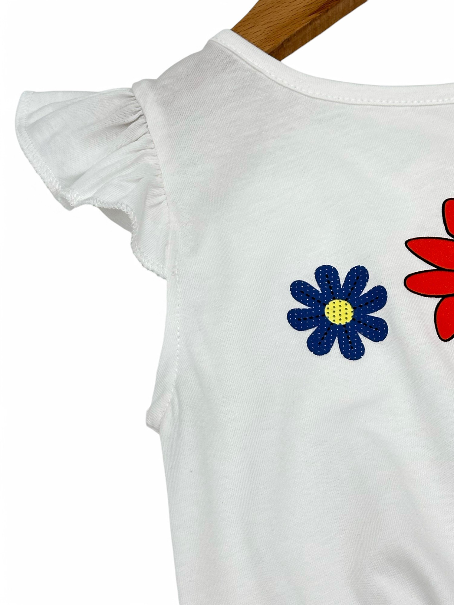 KIZ BEBEK YAZLIK ÇİÇEK BASKILI ŞORT ETEKLİ 6-9-12-18-24 AY BEBEK TAKIMI R1701