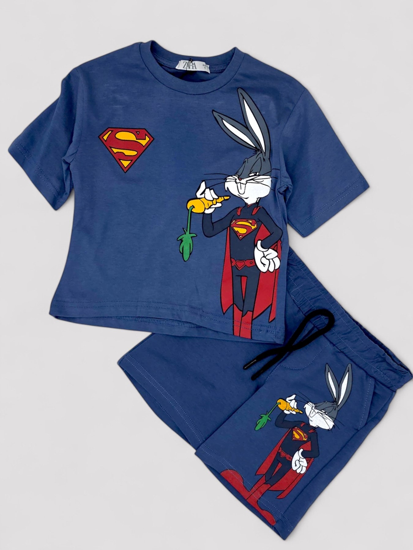 ERKEK ÇOCUK 1-4 YAŞ BUGS BUNNY BASKKILI ŞORTLU OVERSİZE YAZLIK ALT ÜST TAKIM OT87
