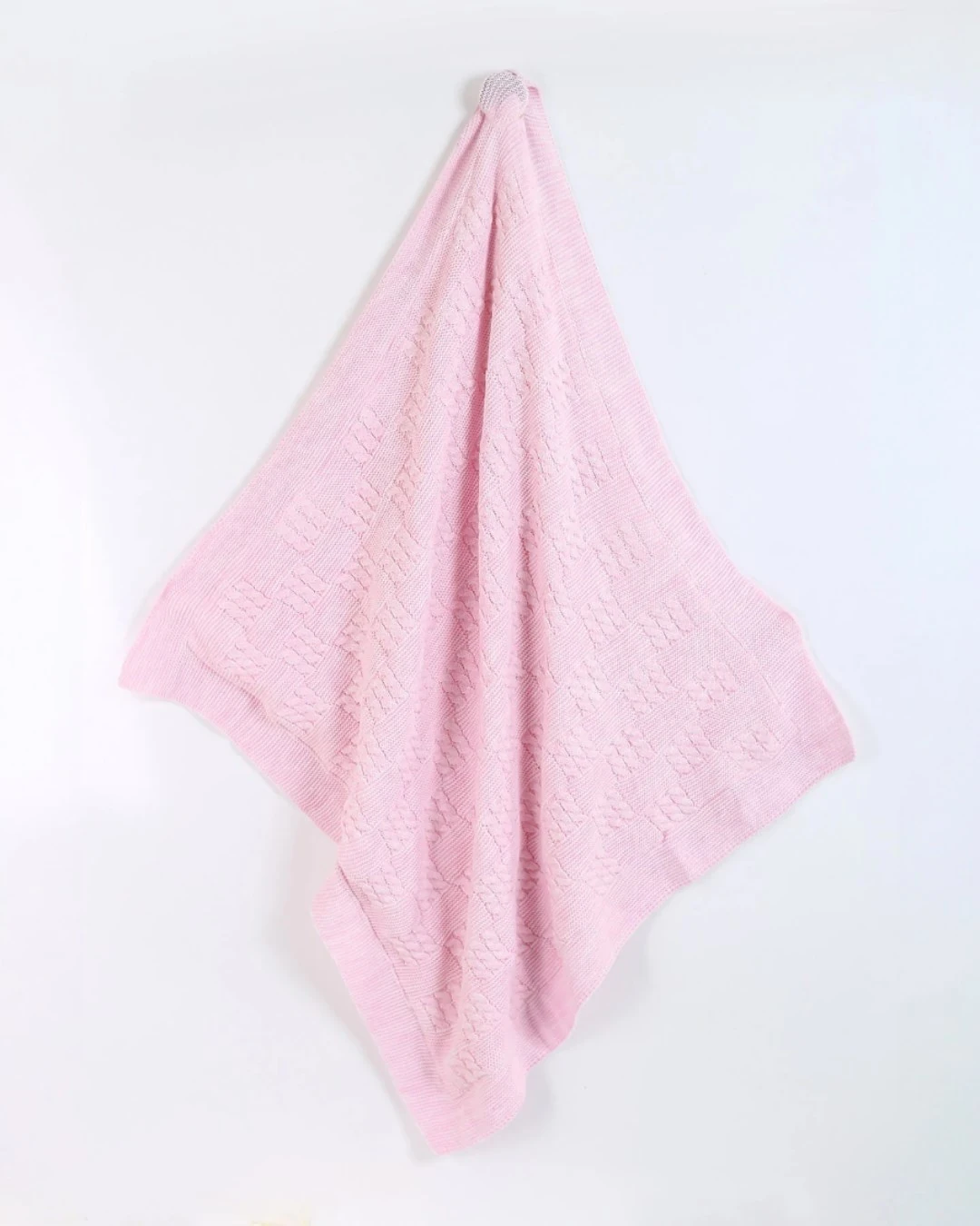 80x95 Cm İçi Peluş Dışı Trİko Örgü Bebek Battaniyesi R2353 - PEMBE