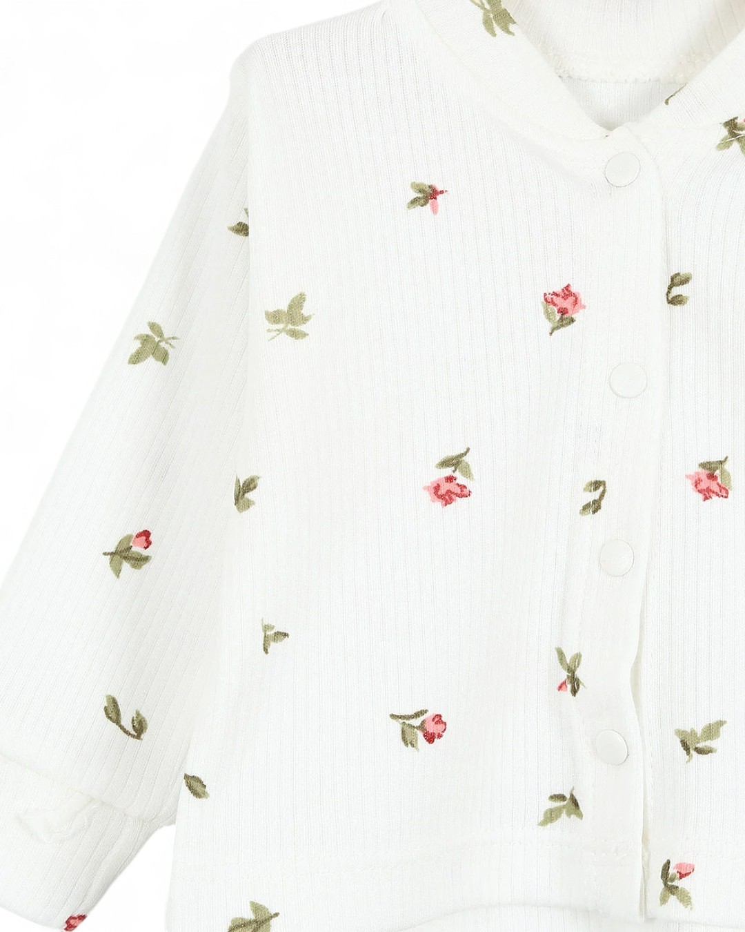 Kız Bebek Lale Baskılı İnce Fitilli Gecelik Pijama Takımı Çıtçıtlı  Alt Üst Takım  R1474