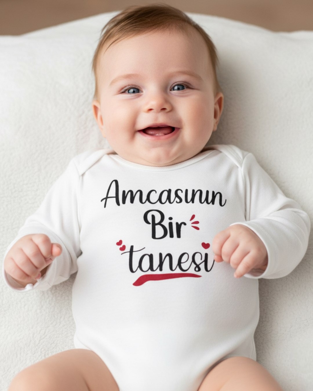 ".... Bir Tanesi" Baskılı Uzun Kollu, %100 Pamuklu Bebek Çıtçıtlı Body / Zıbın / Atlet R2271 - AMCA