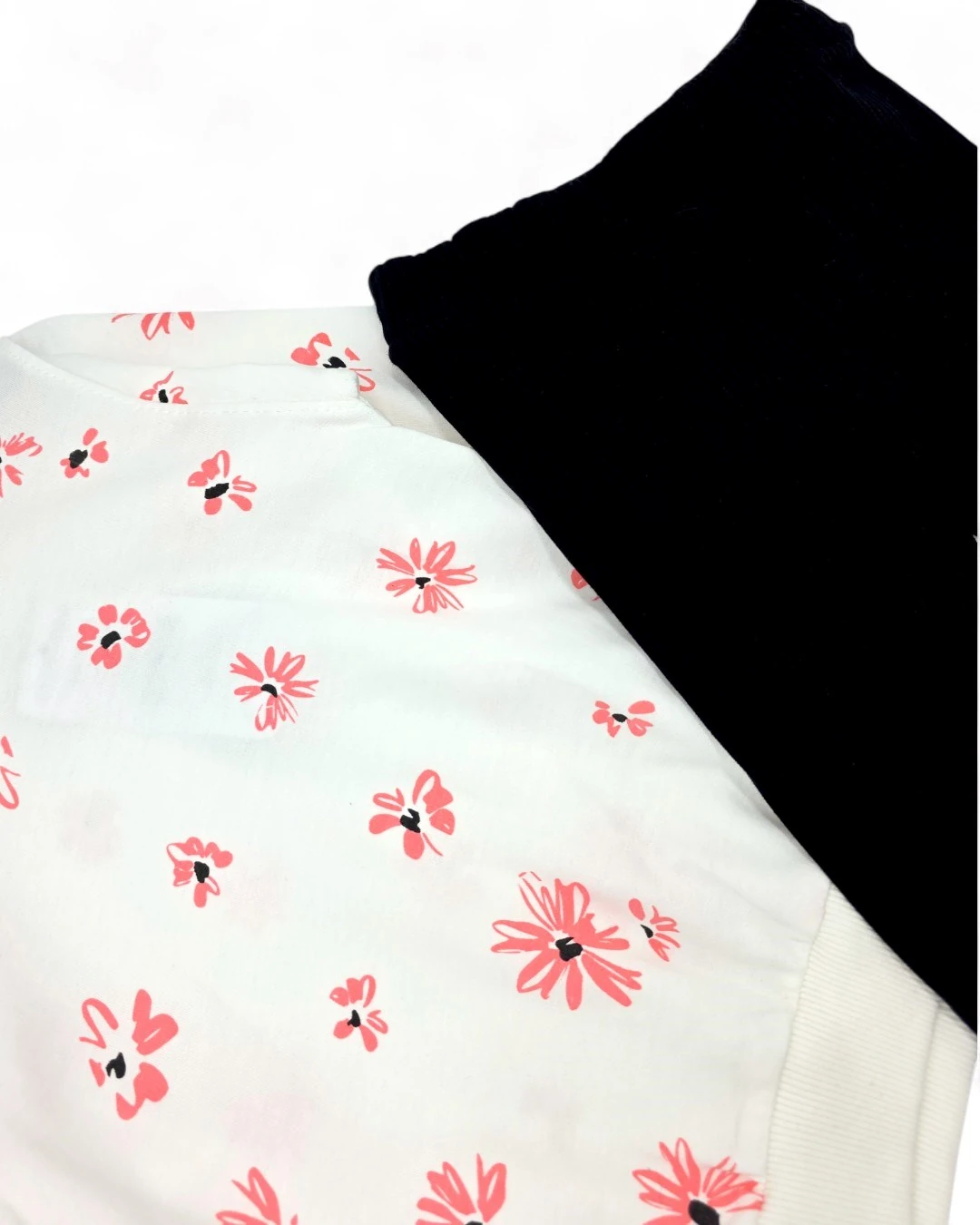 Kız Çocuk Mevsimlik 2-3-4-5-6-7-8-9-10 Yaş Fitilli Taytlı Çiçek Baskılı Eşofman Takımı R2141