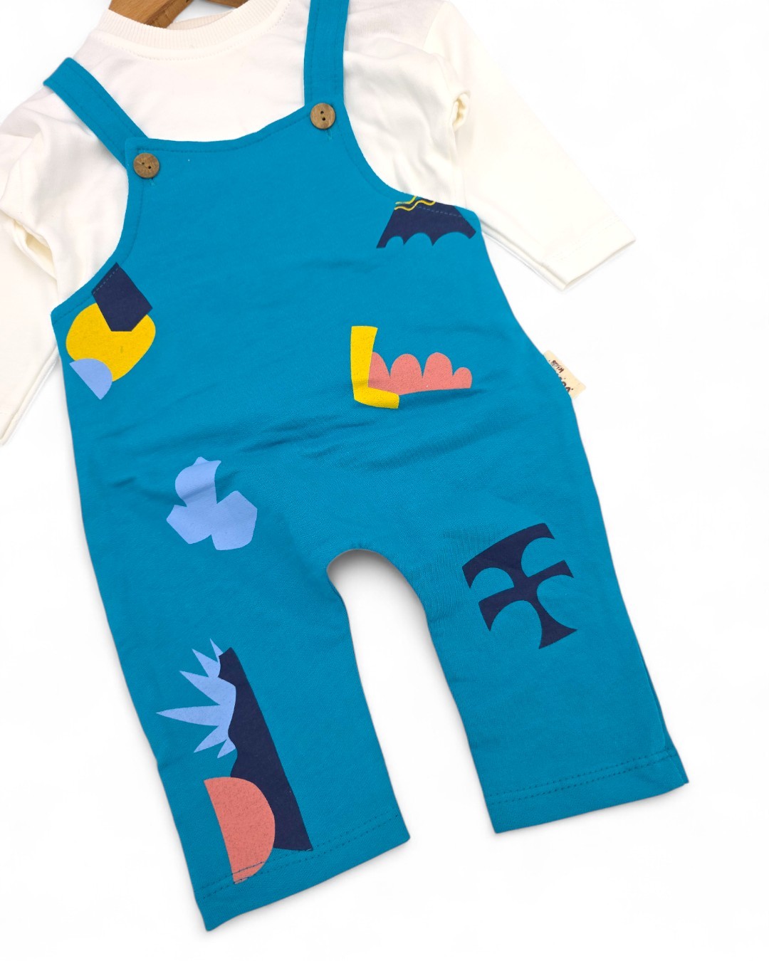 Erkek Bebek Baskılı, Salopet / Bahçıvan Tulum ve İç Badili Set 6-9-12-18-24 Ay  R2095