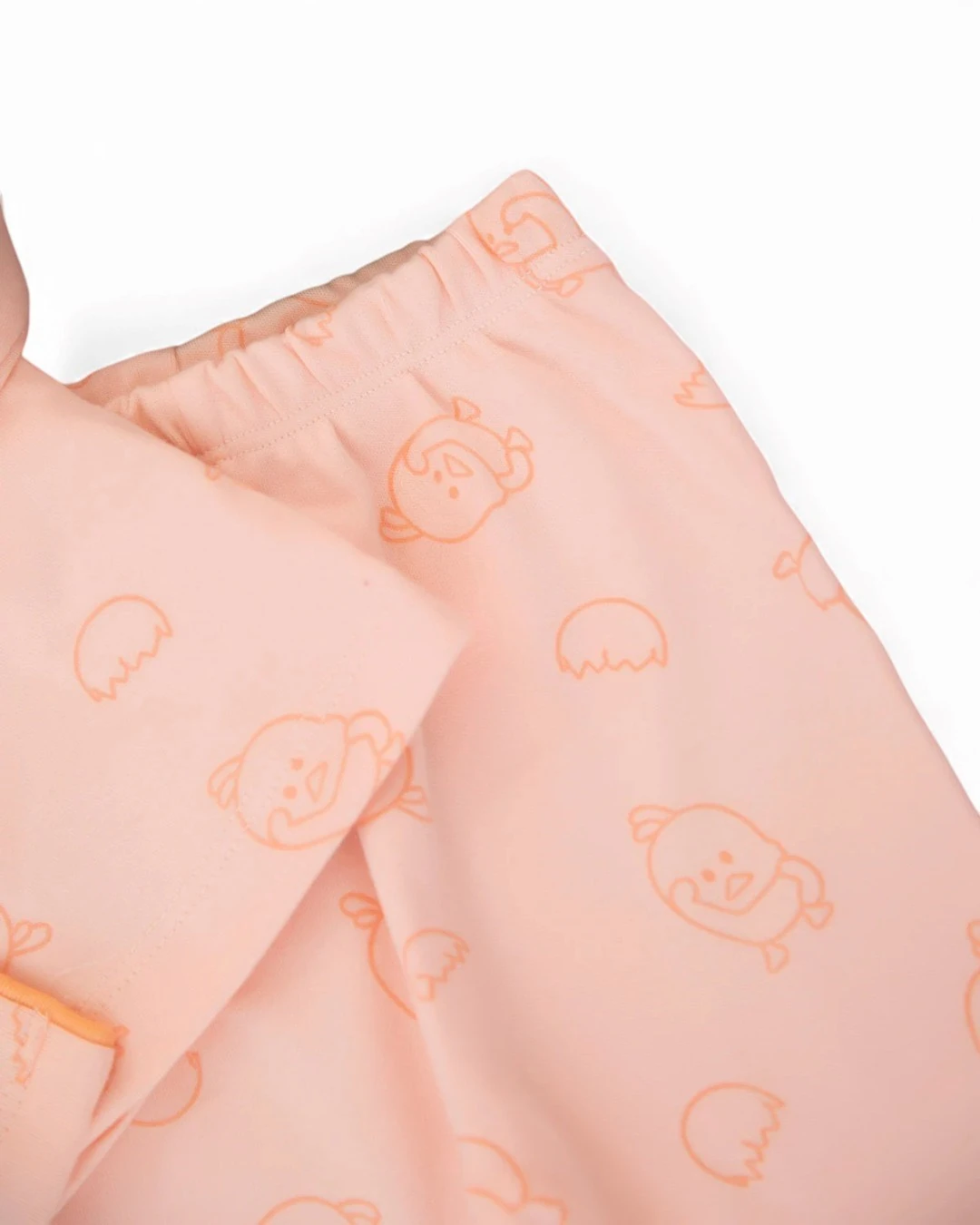 Kız Bebek Kuş Baskılı Kruvaze Yakalı %100 Pamuklu Lüx Gecelik Alt Üst 2'li Takım R2377