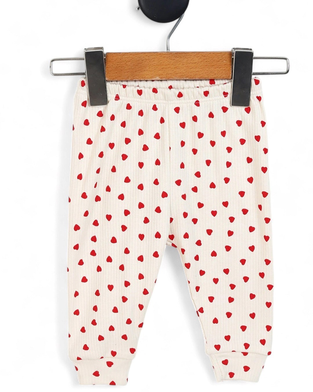 Kız Bebek Kalp Baskılı İnce Fitilli Gecelik Pijama Takımı Çıtçıtlı  Alt Üst Takım  R1474