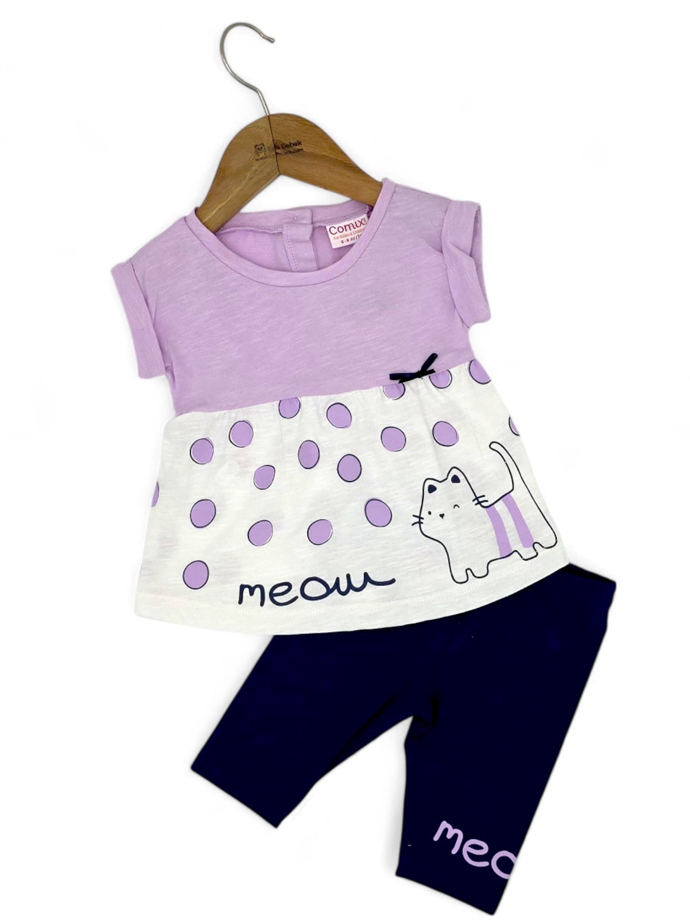KIZ BEBEK  MEOW BASKILI 6-9-12-18-24 AY TAYTLI TAKIM OT79