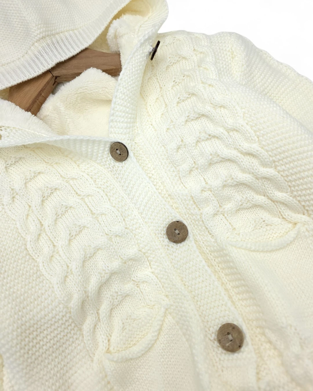 Kışlık Triko Bebek Tulumu, İçi Welsoftlu Düğmeli, Kapüşonlu 3-6-9-12 Aylık Kalın Peluş Tulum R2200