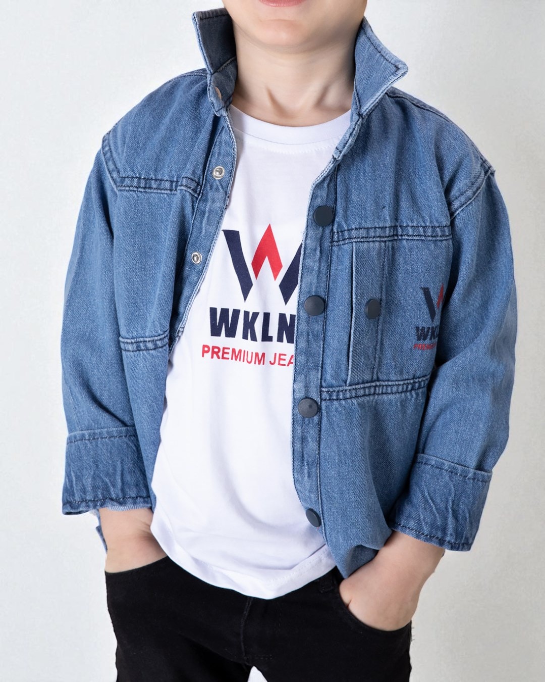 Çocuk Kot Gömlek ve Tişört Takımı | 2-12 Yaş Erkek Çocuk Kot Gömlek ve T-shirt Seti R2215