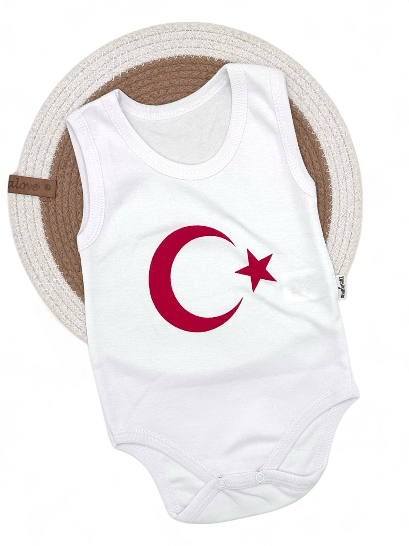 AYYILDIZ BASKILI 1-2-3-4 YAŞ SIFIR KOL ÇITÇITLI BODY - BEYAZ
