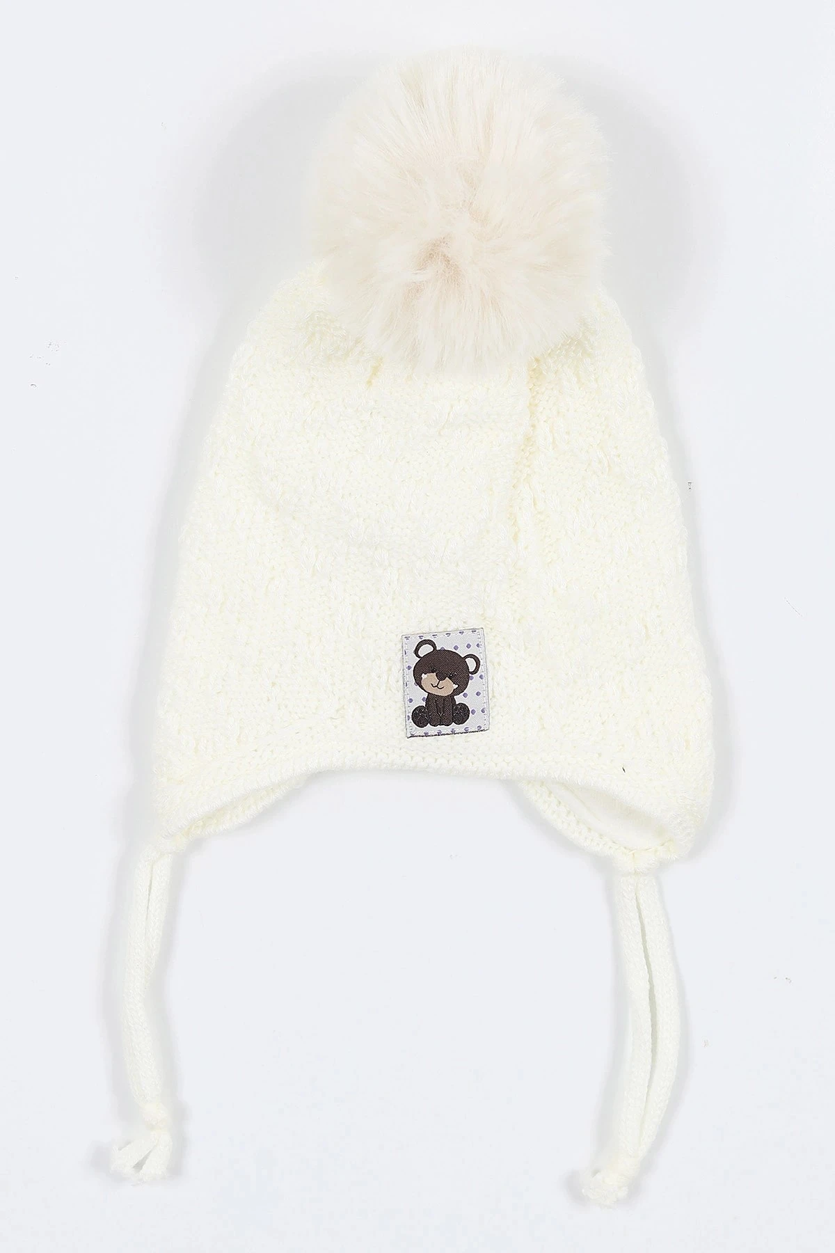 Kız Bebek 0-18 Aylık İçi Polarlı Triko Bere / 0-18 Ay için Uygundur. BR22 - EKRU