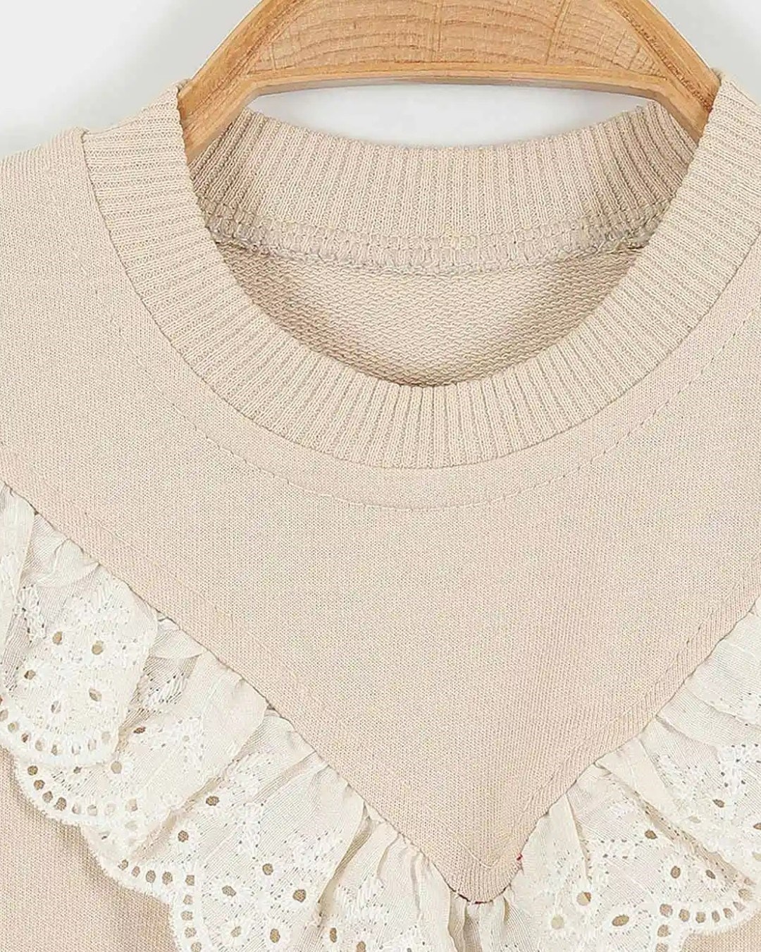 3-18 Ay Dantelli Kız Bebek Takımı | Pamuklu Sweatshirt ve Alt l Şık Kız Bebek Takımı l Mevsimlik R2235