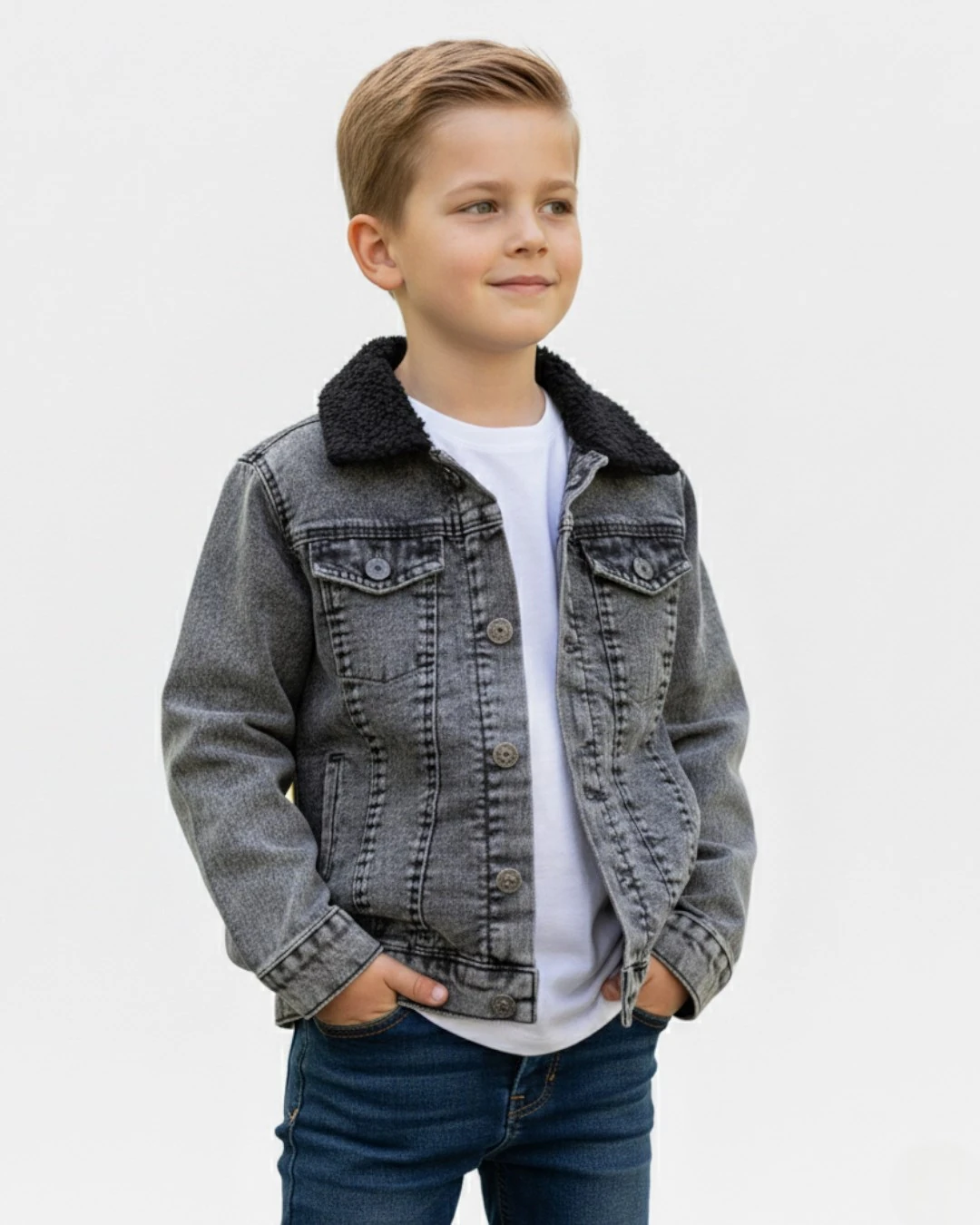 Erkek Çocuk İçi Welsoftlu Kışlık Kot Ceket / 2-17 Yaş Arası Beden Seçenekleri R2250