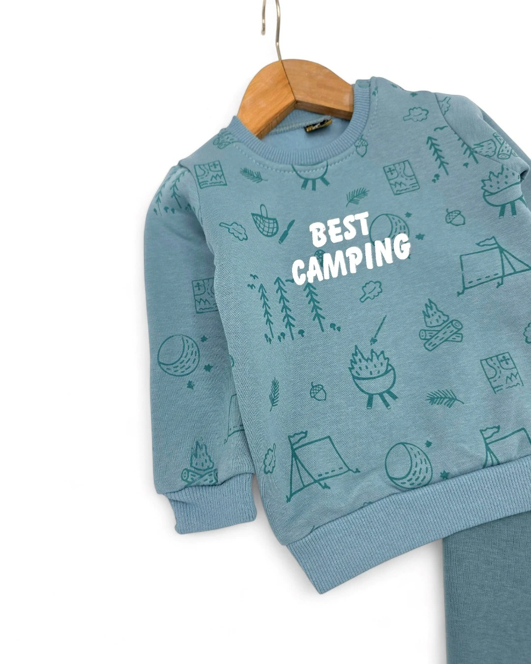 Erkek Bebek  6-9-12-18-24 Ay Kışlık 3 İP Şardonlu Baskılı Alt Üst Şık Eşofman Takımı R2277