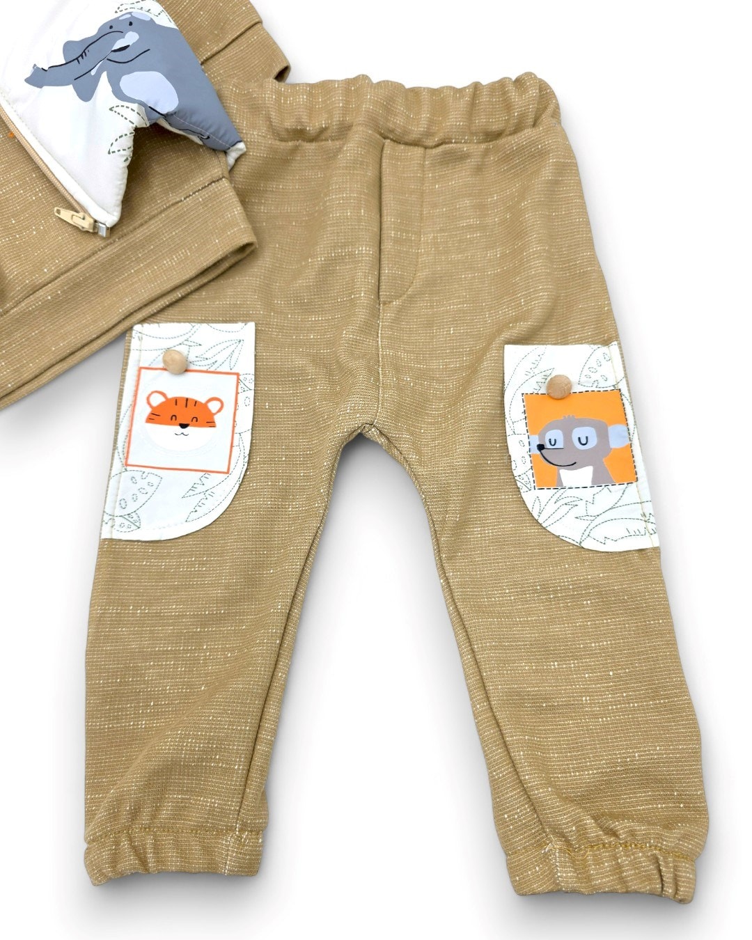 Erkek Bebek Mevsimlik Şişme Yelekli 6-9-12-18 Aylık 3'lü Bebek Takımı R2314